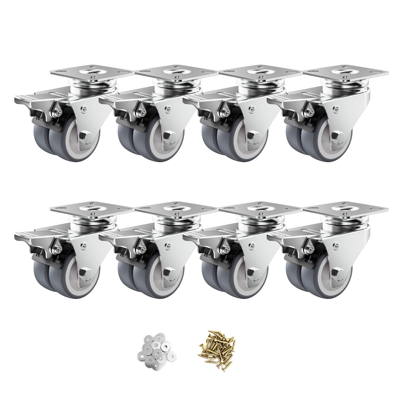 Heavy Duty Caster Wheels with Brake - 2 Inch -24