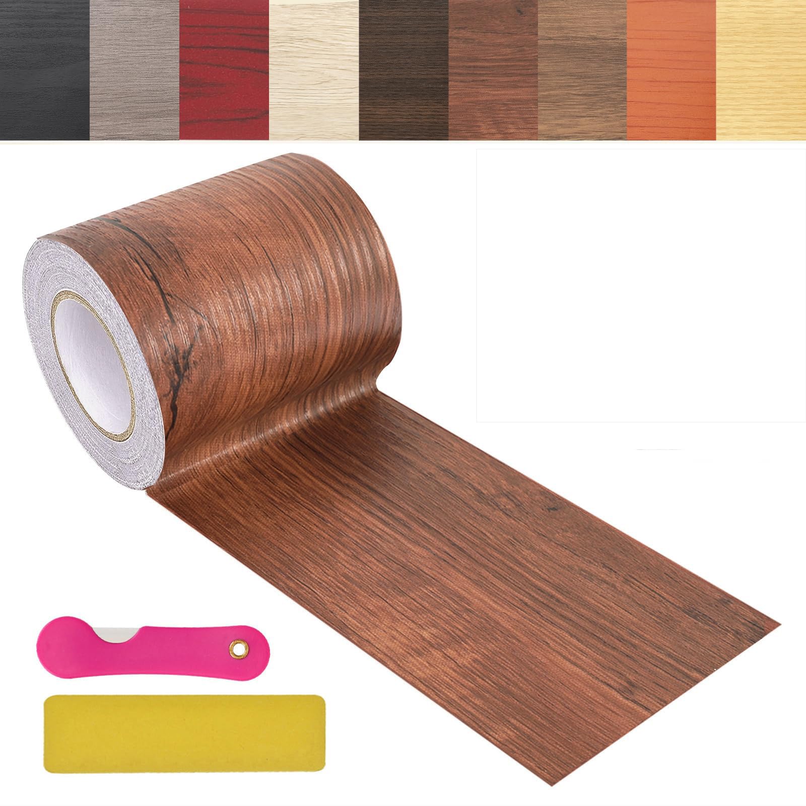 Wood Grain Repair Tape, 2.4inch X 32ft Self Adhesive Wood Colored Tape for Tables, Chairs, Baseboards, Doors, Windows, Floors, Handicraft DIY.