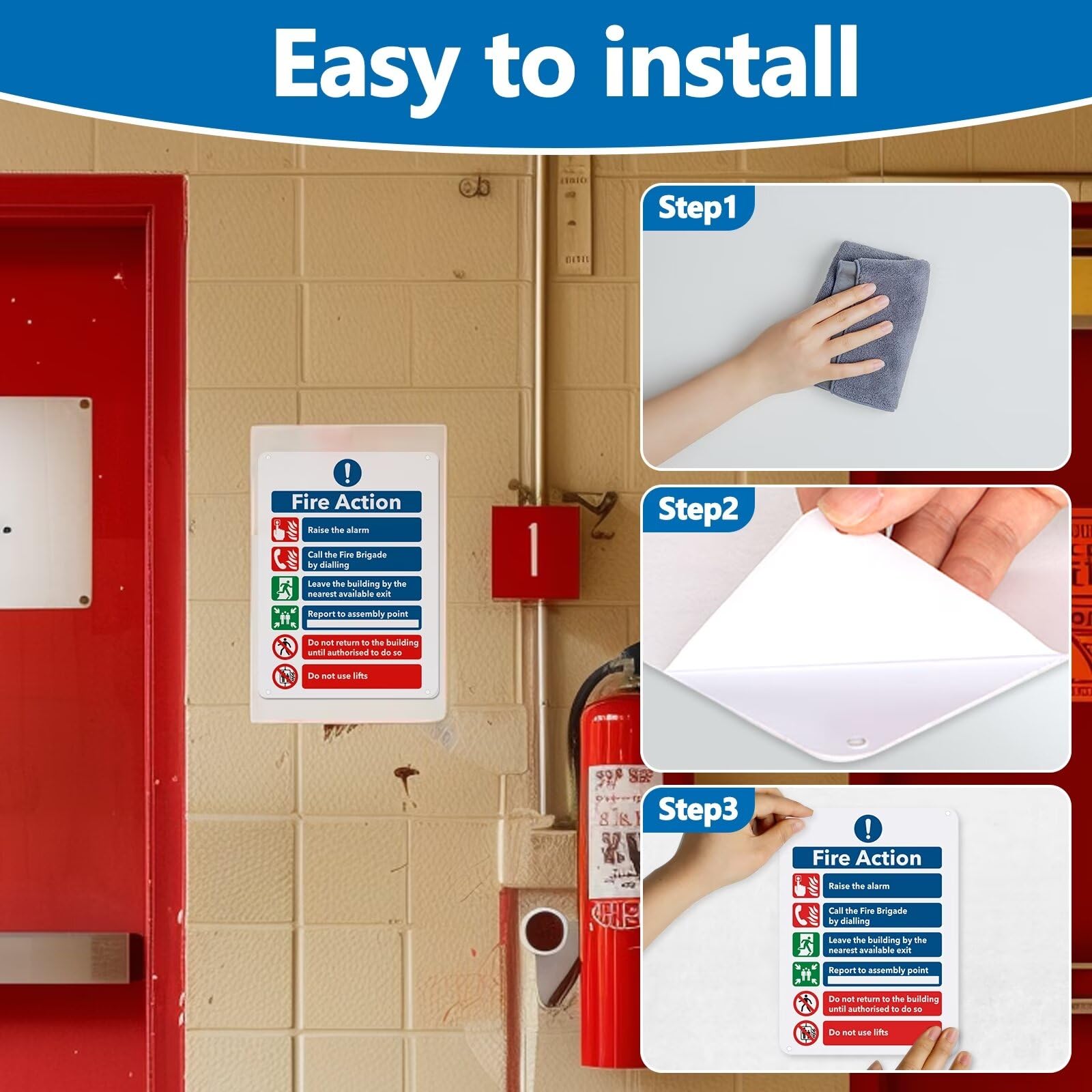 Fire Extinguisher Signs 21pcs Premium Fire Exit Sign Kit (Right, Left ...