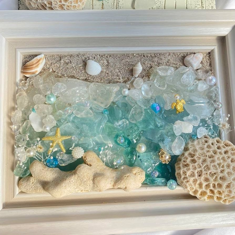 【JYキラキラ様おまとめ】夏がいっぱい＊シーグラスアート 金魚〉シーグラスアート その他アート moon 通販 19539821