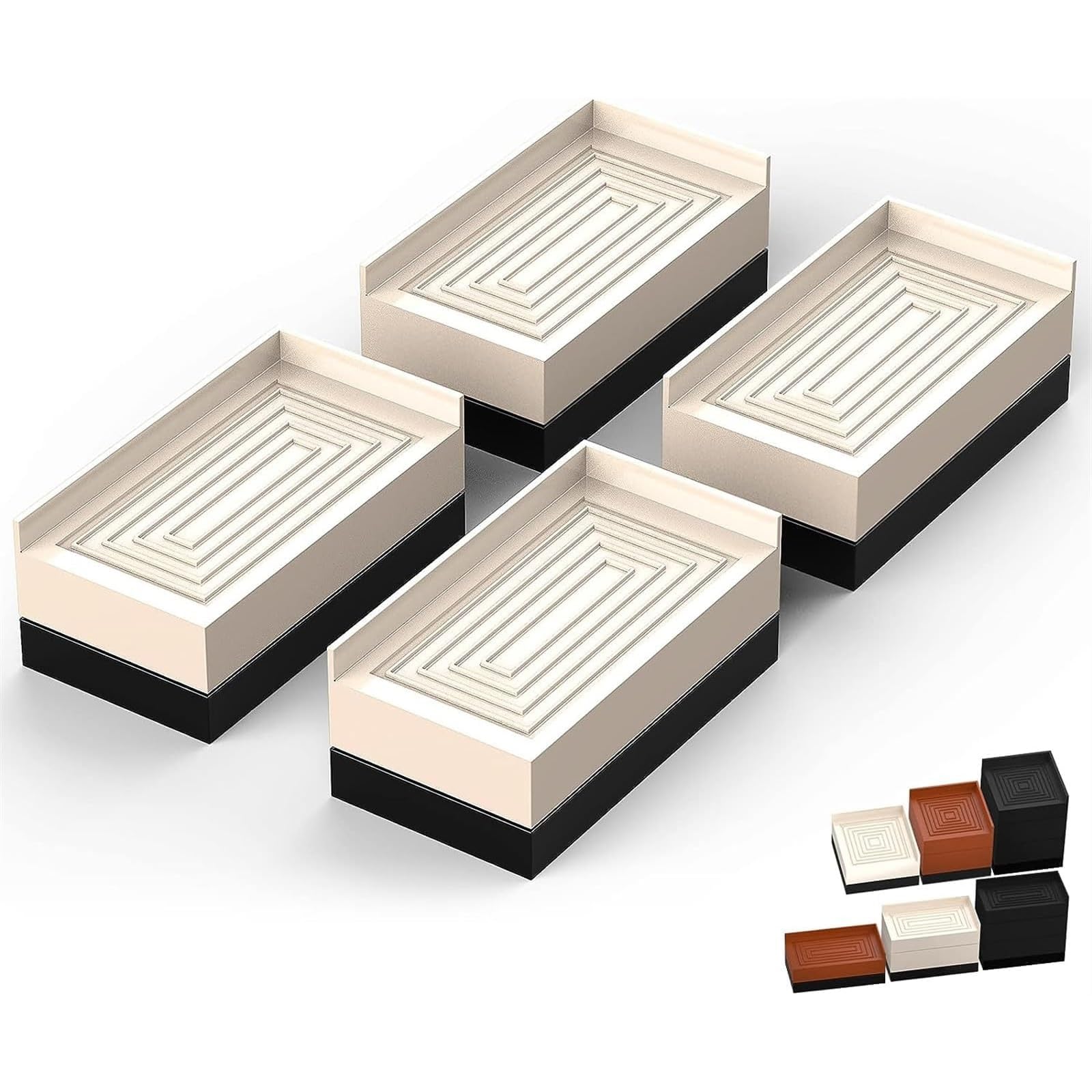 THE WHITE SHOP 4 PCS Furniture Risers, Bed/Sofa/Desk/Table/Chair Leg/Fridge Lifts, Rectangle Adjustable Risers Blocks for Extenders, Heavy Duty Supports Up to 1300 Lbs, Apricot-Rectangle (18 * 9)