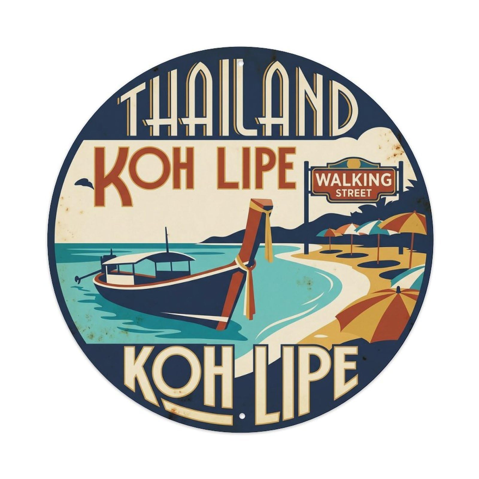 Este 8X8inch Style Thailand Koh Lipe Island Destination Ocean Journey Metal Tin Sign
