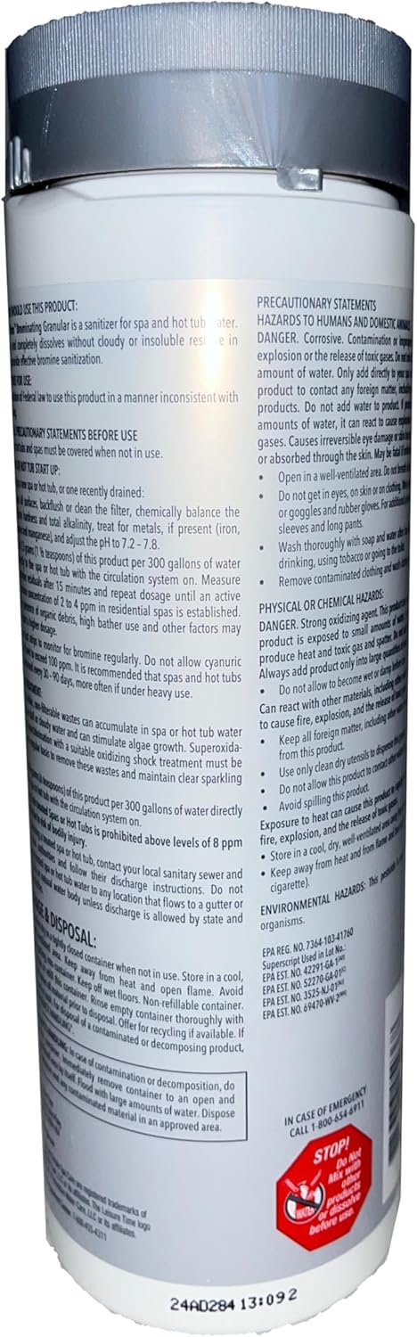 Leisure Time 45436A Brominating Granular for Spas and Hot Tubs, 2-Pounds
