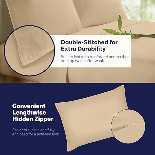 Miniatura 5 de Kickoff Sábanas de bambú de viscosa tamaño California King, 4 piezas, 100% viscosa de bambú orgánico, sábanas refrescantes Cal King, juego de ropa