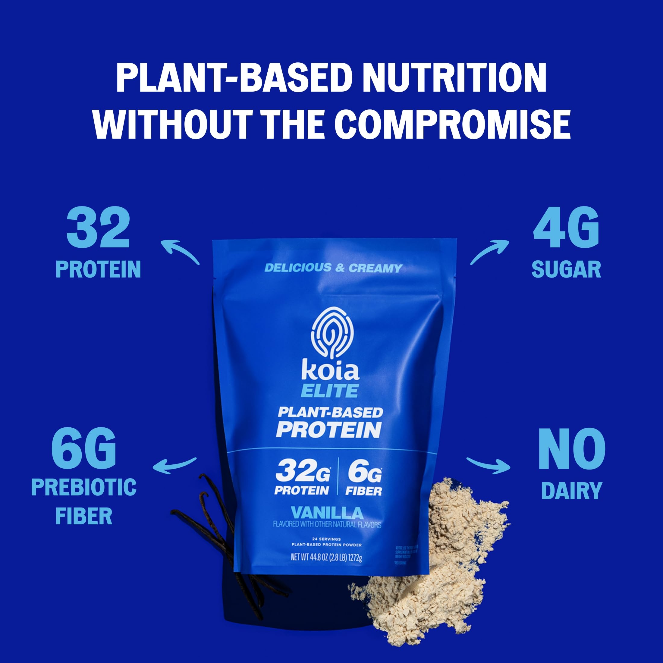 Koia Elite Vanilla, Plant-Based Protein Powder, Prebiotic Fiber, Dairy-Free — Amazon image 3