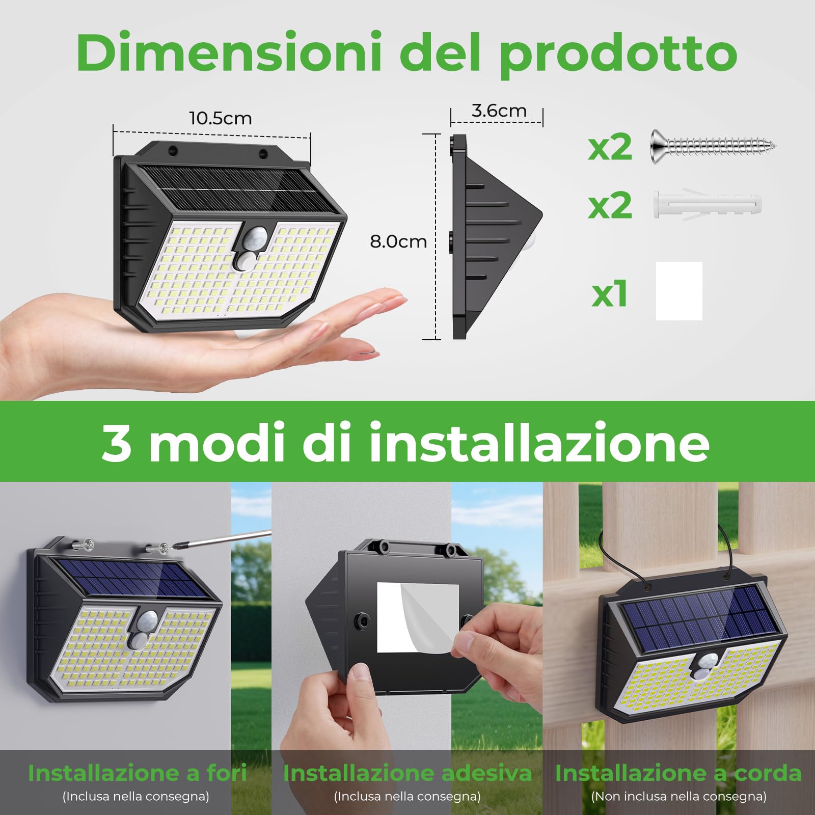 nipify Luz Solar Exterior[10 Paquete/3Modos],Focos Led Exterior Solar Con Sensor de Movimiento, IP65 Impermeable Lampara LED Solar, Luces Solar Exterior para Jardín, Caminos, Patio，Blanco Cálido