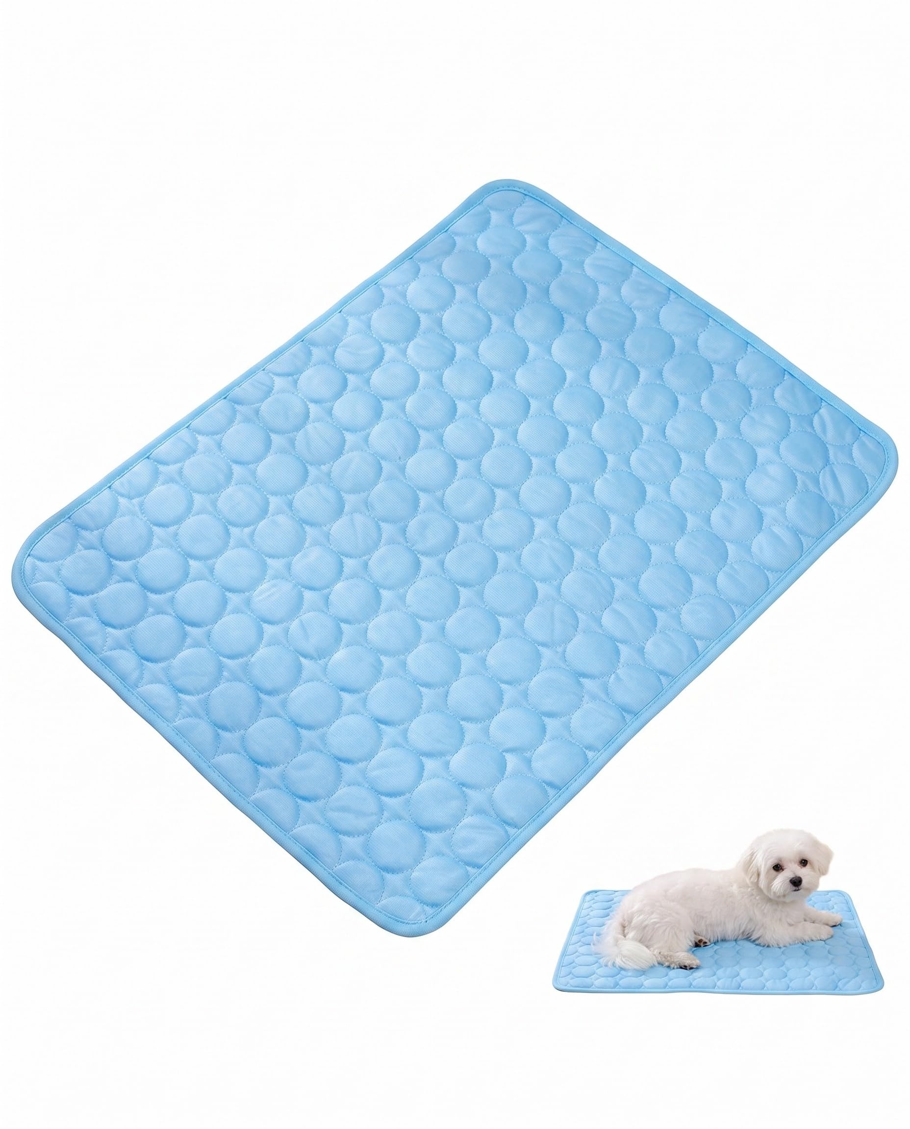 Alfombrilla Refrescante para Perros y Gatos 40x50 cm, Azul Seda Fría con Efecto Refrigerante, Antideslizante y Lavable para Verano