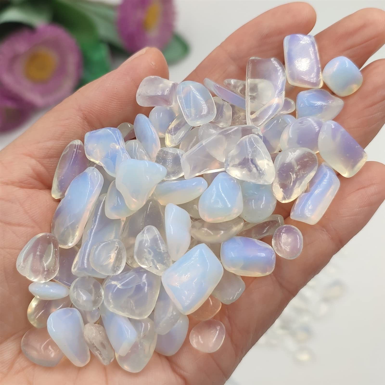 Paquete de 100 g de Cristal de Cuarzo Opalite, Piedra caída, Grava, decoración de la habitación del hogar, Bricolaje, Acuario Pulido a Granel Inicio Colecciones