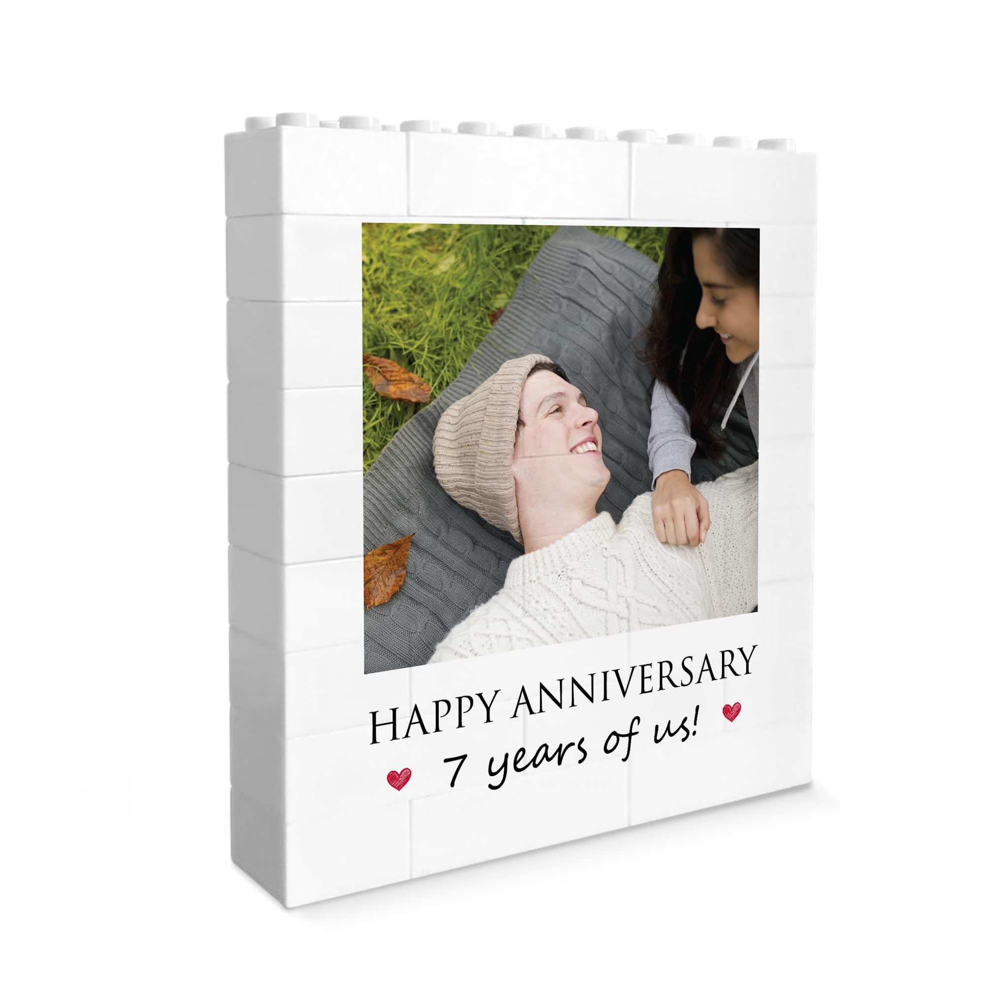 Red Ocean 7th Anniversary Personalised Photo Block for Boyfriend Girlfriend Building Blocks Puzzle For Her Partner Anniversary Partner Present