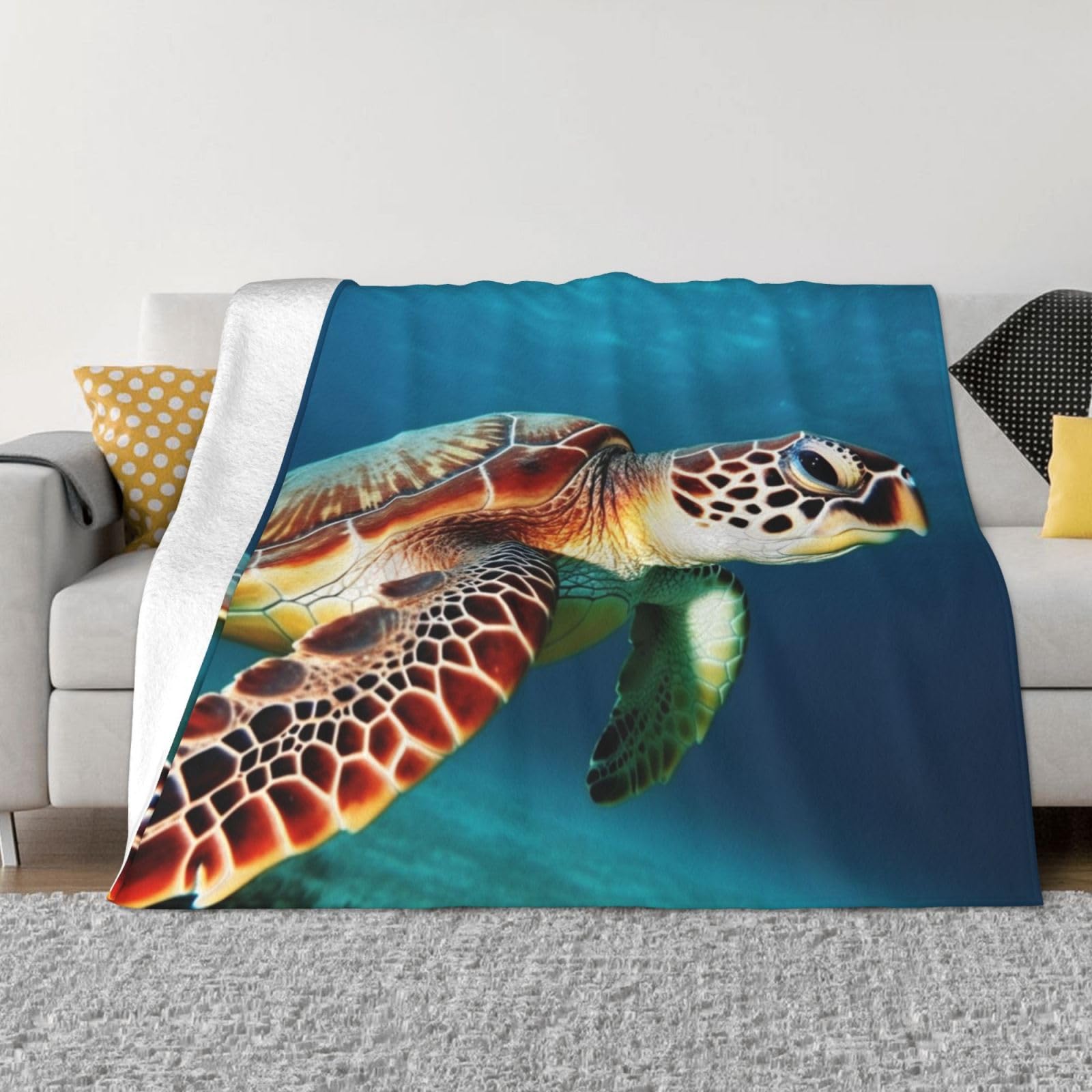 Couverture polaire tortue de mer : fini les plaids lourds avec cette flanelle légère