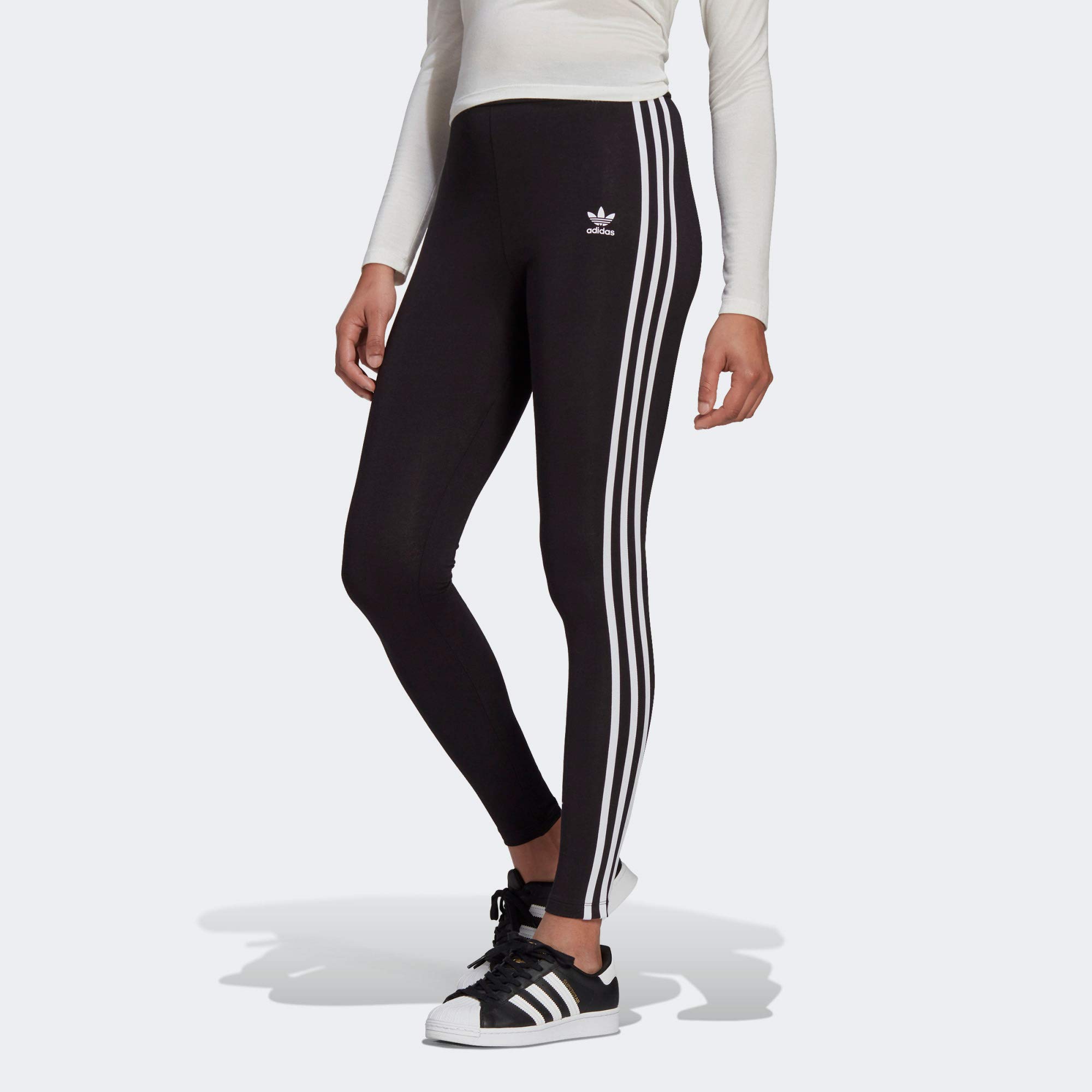 adidas Originals womens 3-stripes Leggings Tights, Black/White, X-Small US