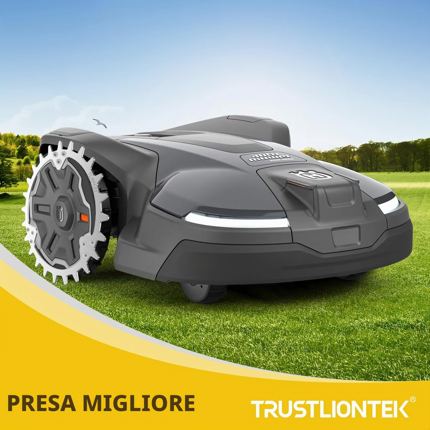 Miglioramento della trazione per robot tosaerba, compatibile con robot tosaerba Husqvarna, dimensioni ruota 252 mm.