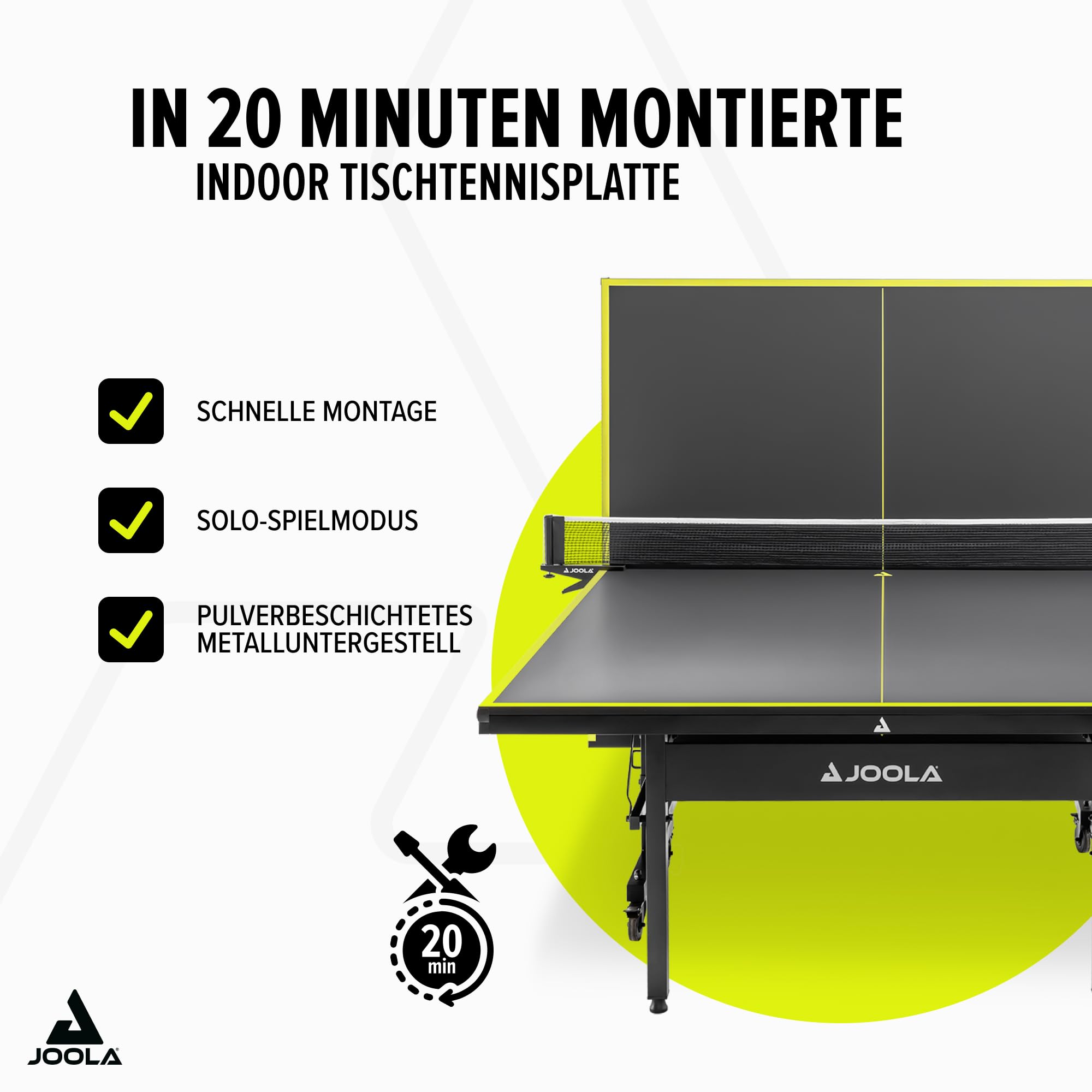 JOOLA Tischtennisplatte Inside - Tischtennistisch Indoor, klappbar, robust, platzsparend - Schneller Aufbau - inklusive Netz