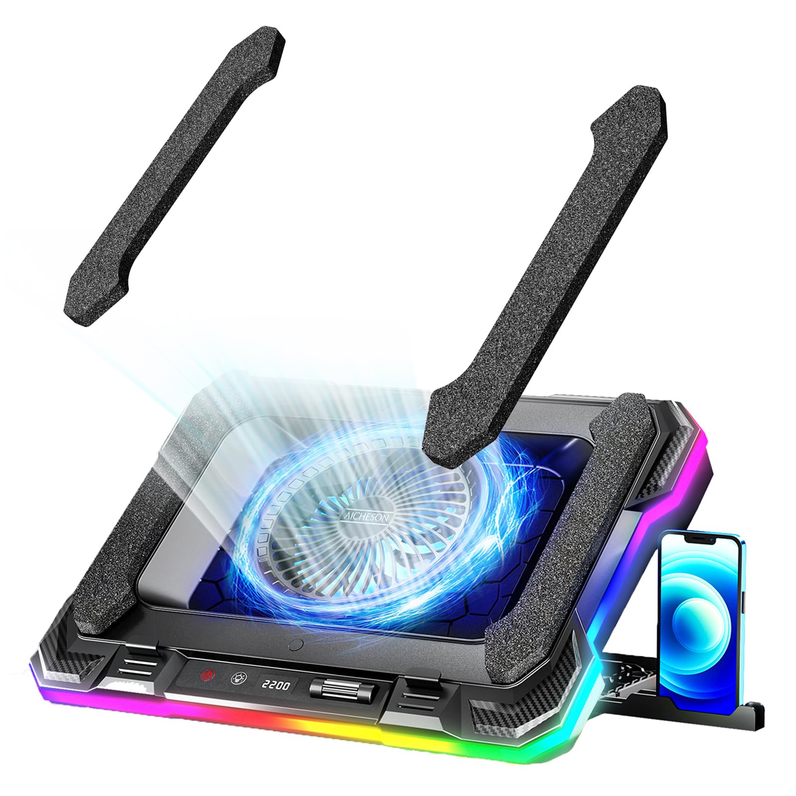 AICHESONGaming Laptop Fan Cooling Pad K1 5V for 17.3 inch Laptop and A Replacement of 2 Memory Foams