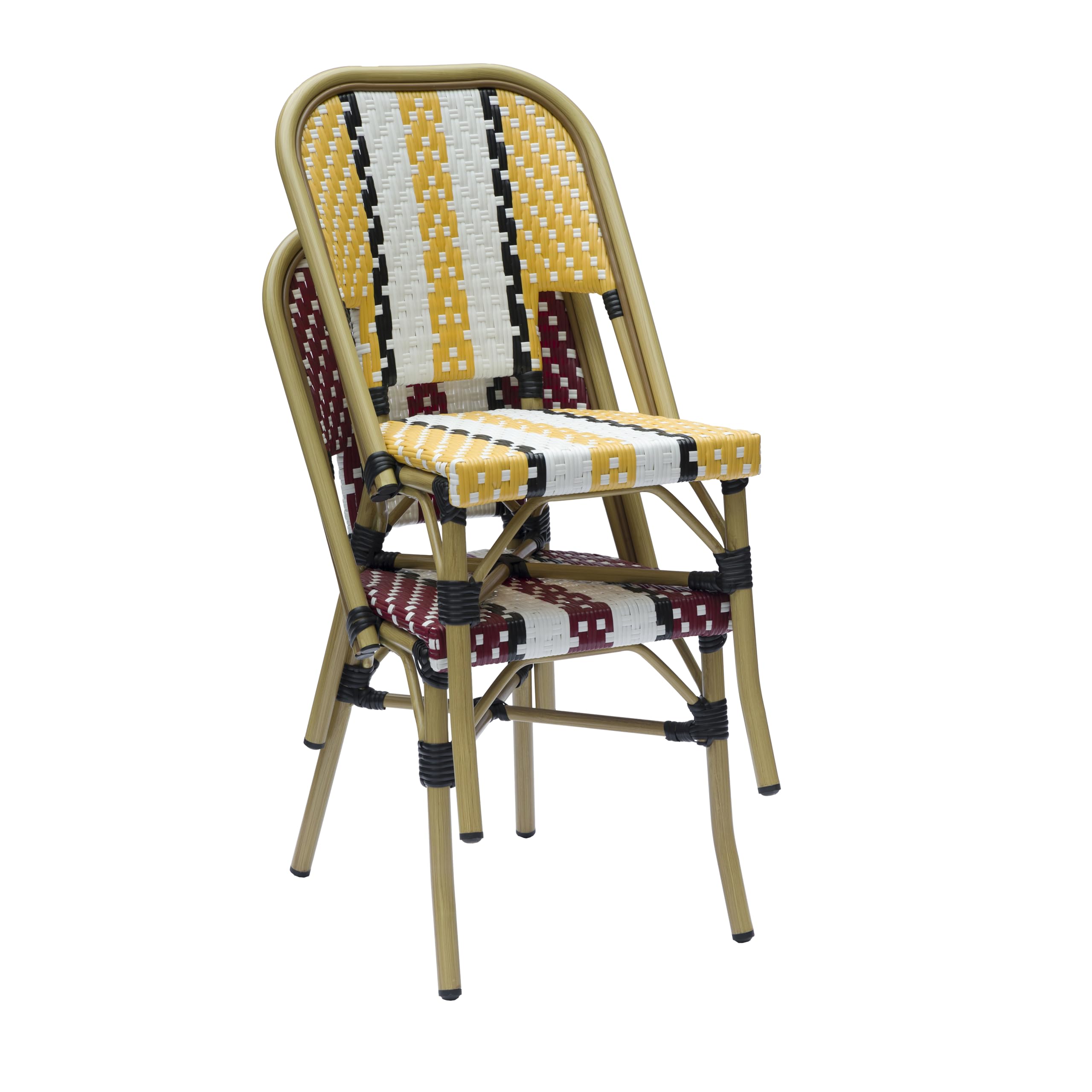METRO Professional Chaise Pigalle, empilable, Aluminium/rotin PE, Jaune