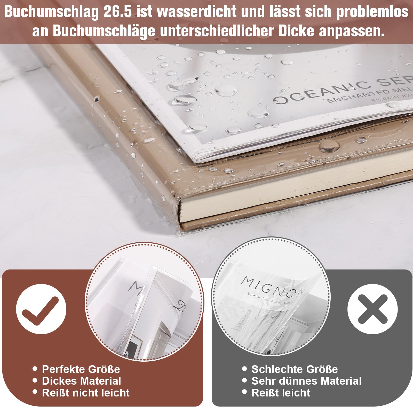 20 buste per libri 26,5 in PVC, impermeabili, 27,1 x 54,6 cm, con protezione dei bordi, per studenti e amanti dei libri (20)