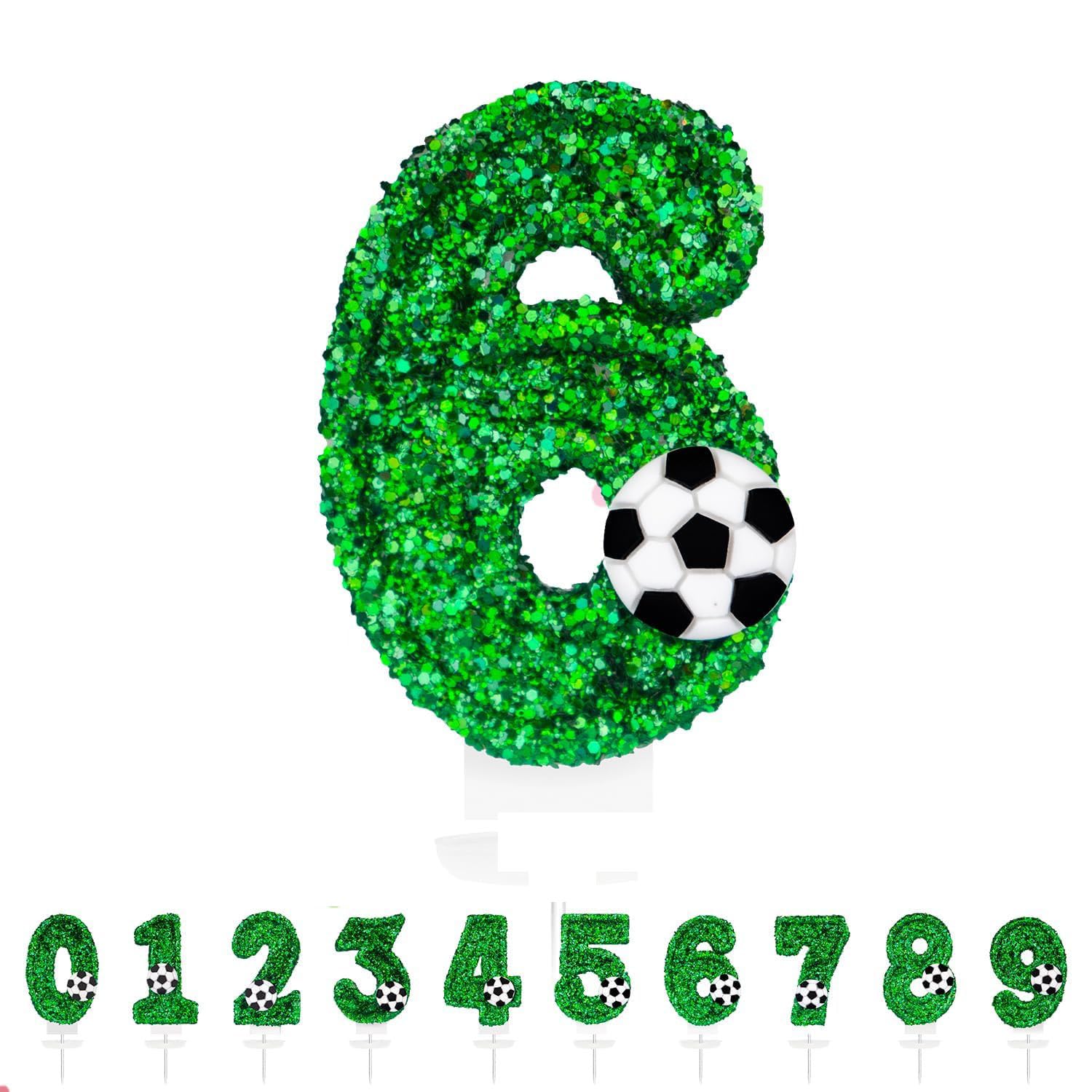 Football Birthday Number 6 Candle, 3D Soccer Birthday Cake Candle for Boy, Football Theme Cake Topper Decoration, Birthday Party Supplies for Men Kids