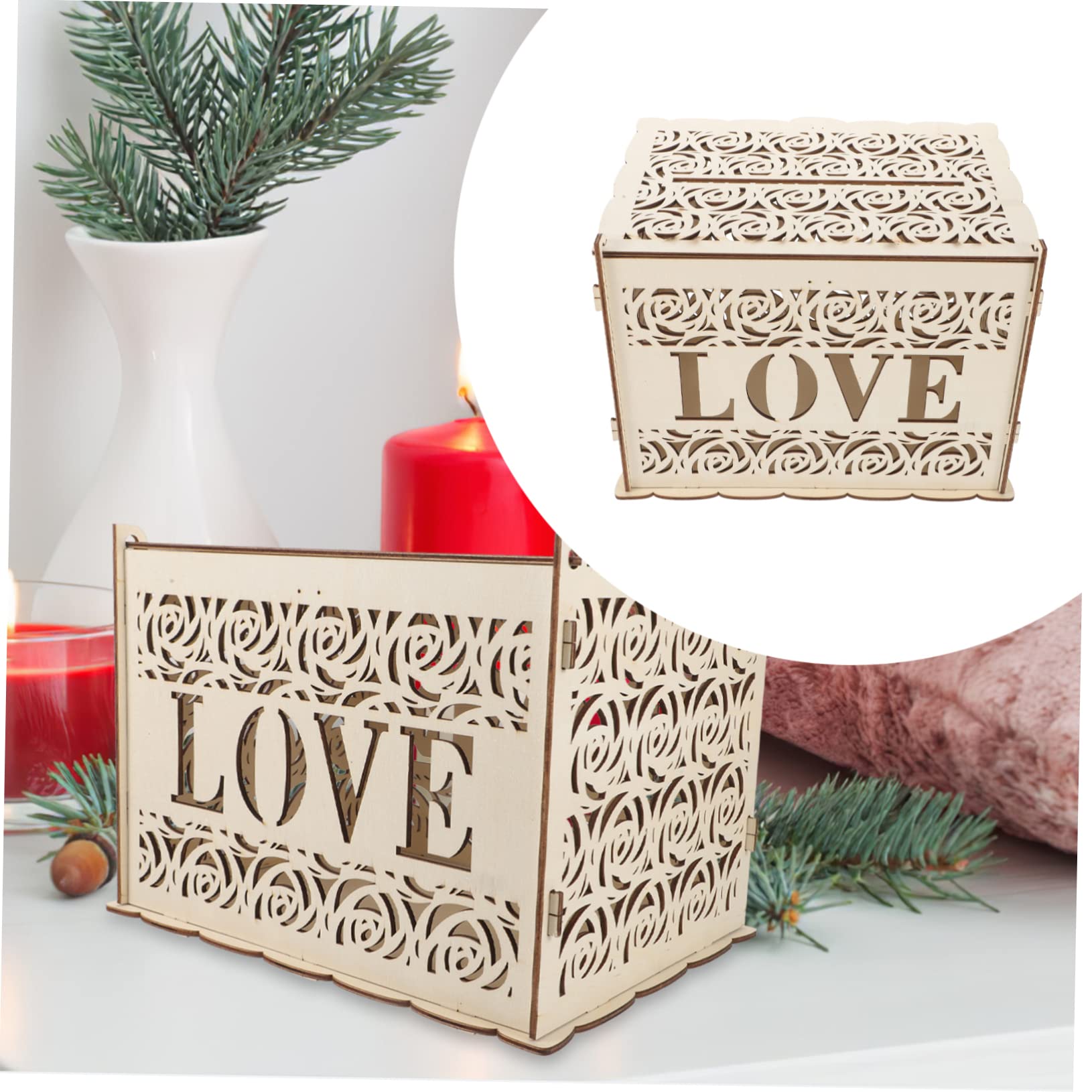 Scatola Porta Buste Grande Capacità, Finitura Liscia senza Sbavature in Legno Rustico per Raccolta Biglietti Matrimonio al Giorno del Matrimonio