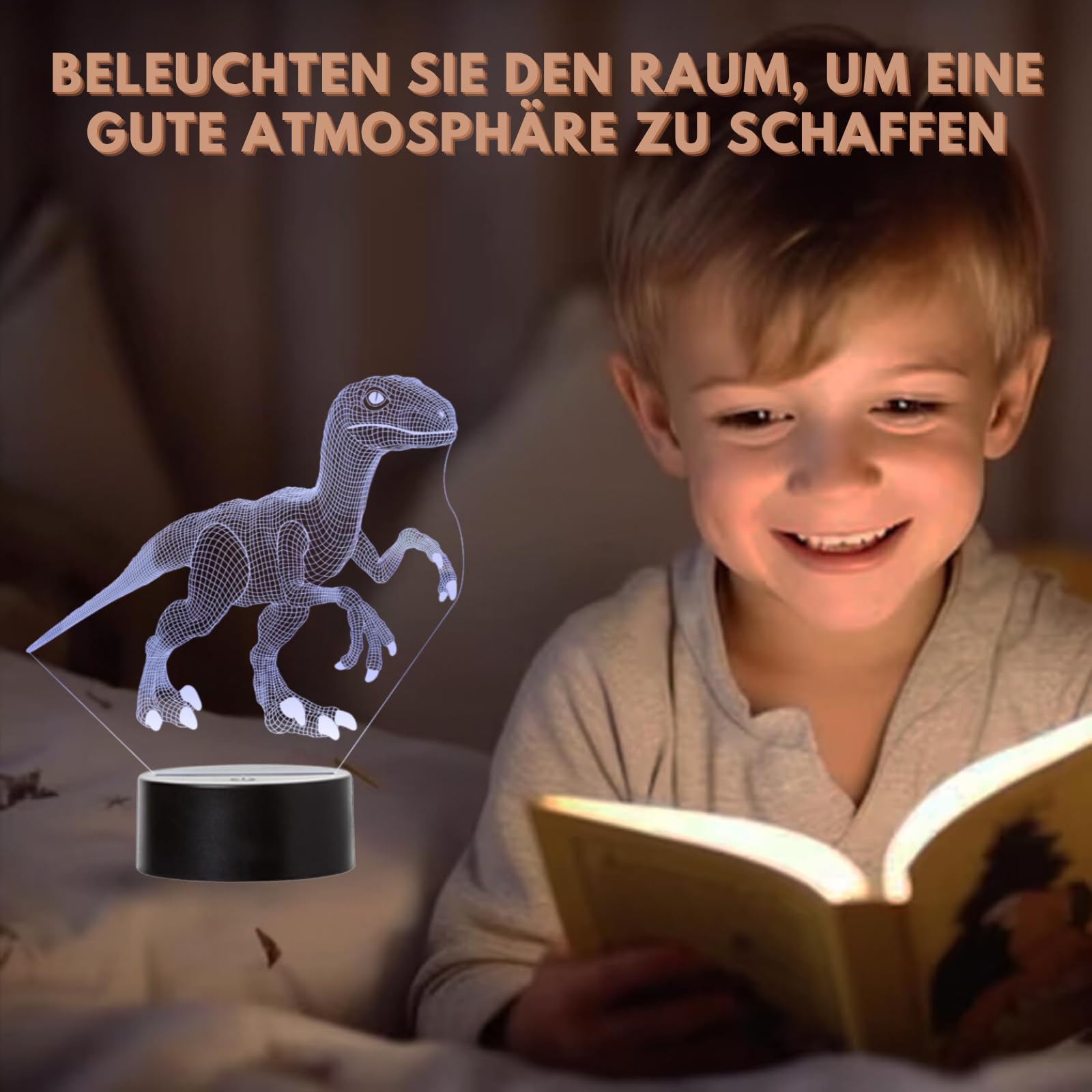 LED Dinosaurier Velociraptor Farbwechsel USB Nachtlicht und Dekoration