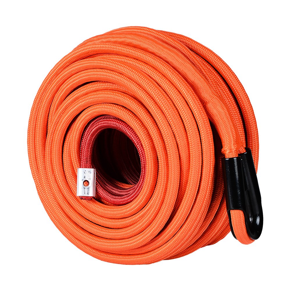 95ft X 3/8" Synthetic Winch Rope, 22,000 Lb Breaking Strength, Orange With Rock Guard | For ATV, UTV, SUV, Truck, Off-Road Recovery