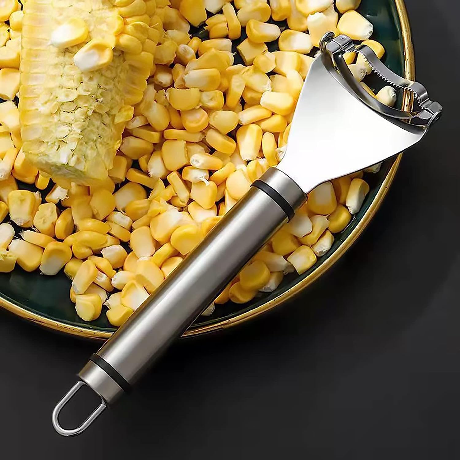 Corn Peeler & Kernel Stripper Tool - Stainless Steel With Ergonomic Handle For Easy Home Use