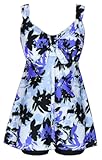 Plus Size Swimsuit for Women Tankini Swimdress Tummy Control Swimwear Two Piece Bathing Suit with Shorts