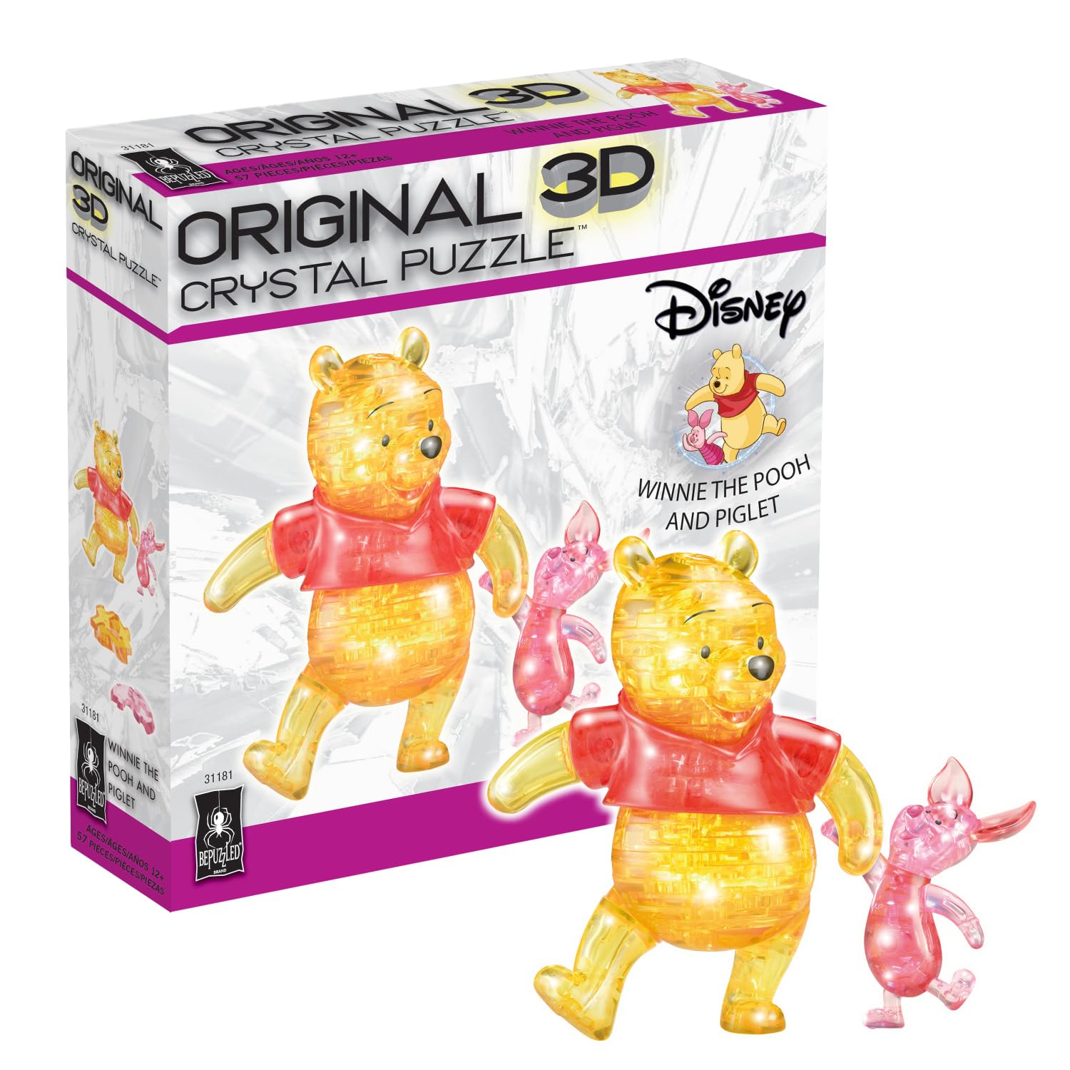 BePuzzled | Disney Winnie The Pooh and Piglet Original 3D Crystal Puzzle, Ages 12 and Up