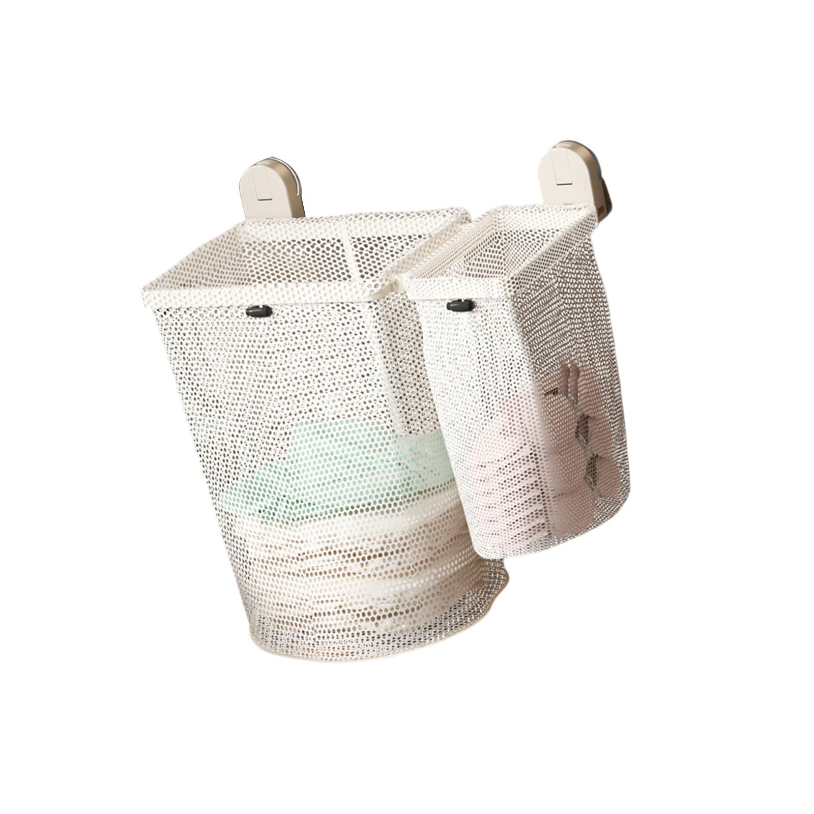 Wall Mounted Laundry Hamper Suction Cup Hook Large Capacity Space Saving Clothes Organiser for Bathroom Bedroom Suction Cup Wall Mounted Hamper