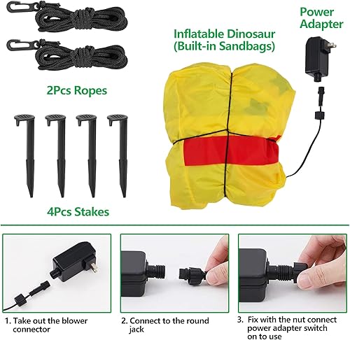 Miniatura 3 de Dinosaurio inflable de Navidad de 5 pies con luces LED integradas brillantes, inflables de Navidad
