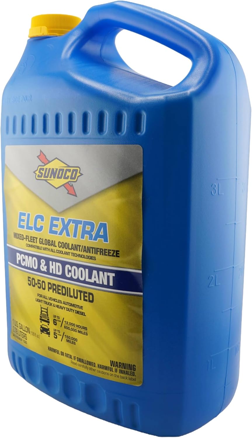Sunoco 9973-004 (9973) ELC Extra 50/50 Prediluted Extended Life Coolant/Antifreeze – 1 Gallon – Mixed Fleet – (Case of 4) – Contains Bittering Agent