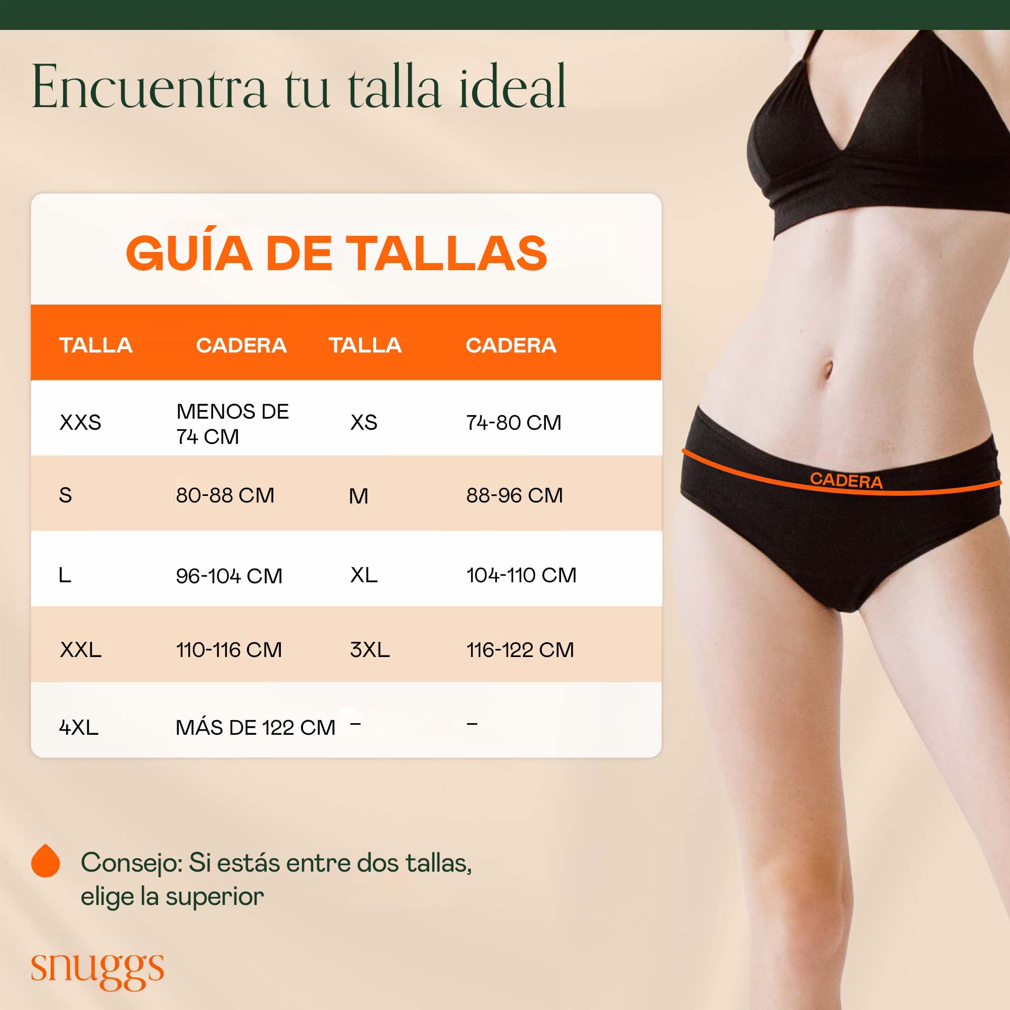 snuggs Period Underwear Hugger - Bragas menstruales extrafuertes, Delgadas y absorbentes, Nailon Reciclado