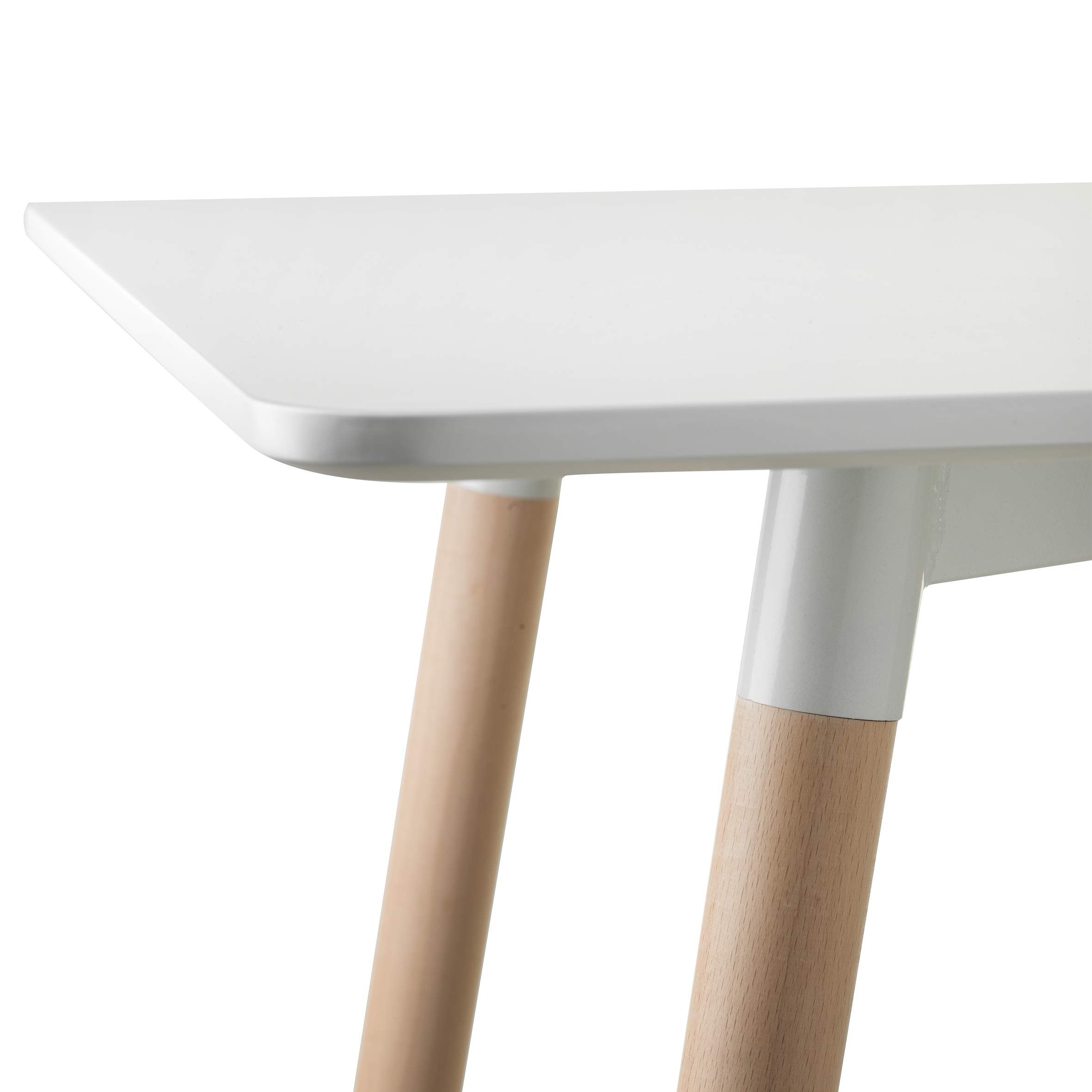 Baroni Home Tavolo Bianco da Pranzo in legno. Scrivania da Ufficio con Gambe in Legno 120X70X72cm