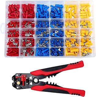 Aussel Wire Crimping Tool, Wire Cutting Tool, Wire Stripper Cutter Tool Set with 500pcs Insulated Connectors Kit for Cutting Stripping Crimping