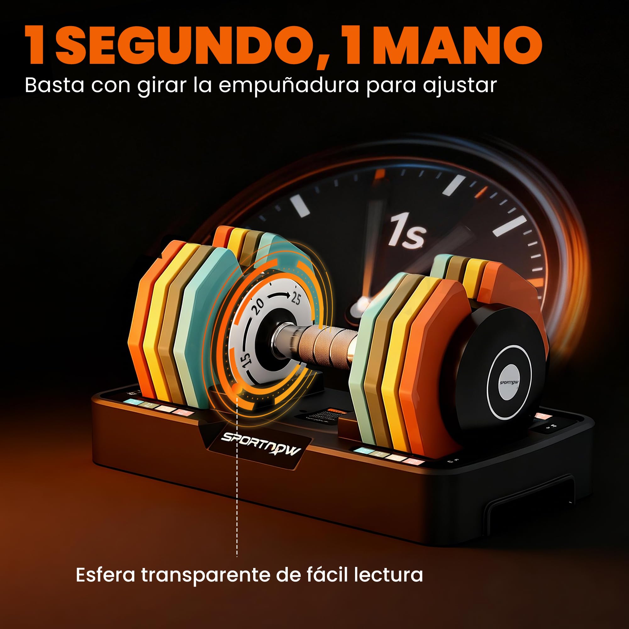 SPORTNOW Mancuerna Ajustable Octogonal 5 en 1 Ajuste Rápido 5-25 kg | Pesas y Mancuernas, Base de Almacenamiento, Mango Antideslizante, Equipo de Entrenamiento para Gimnasio en Casa
