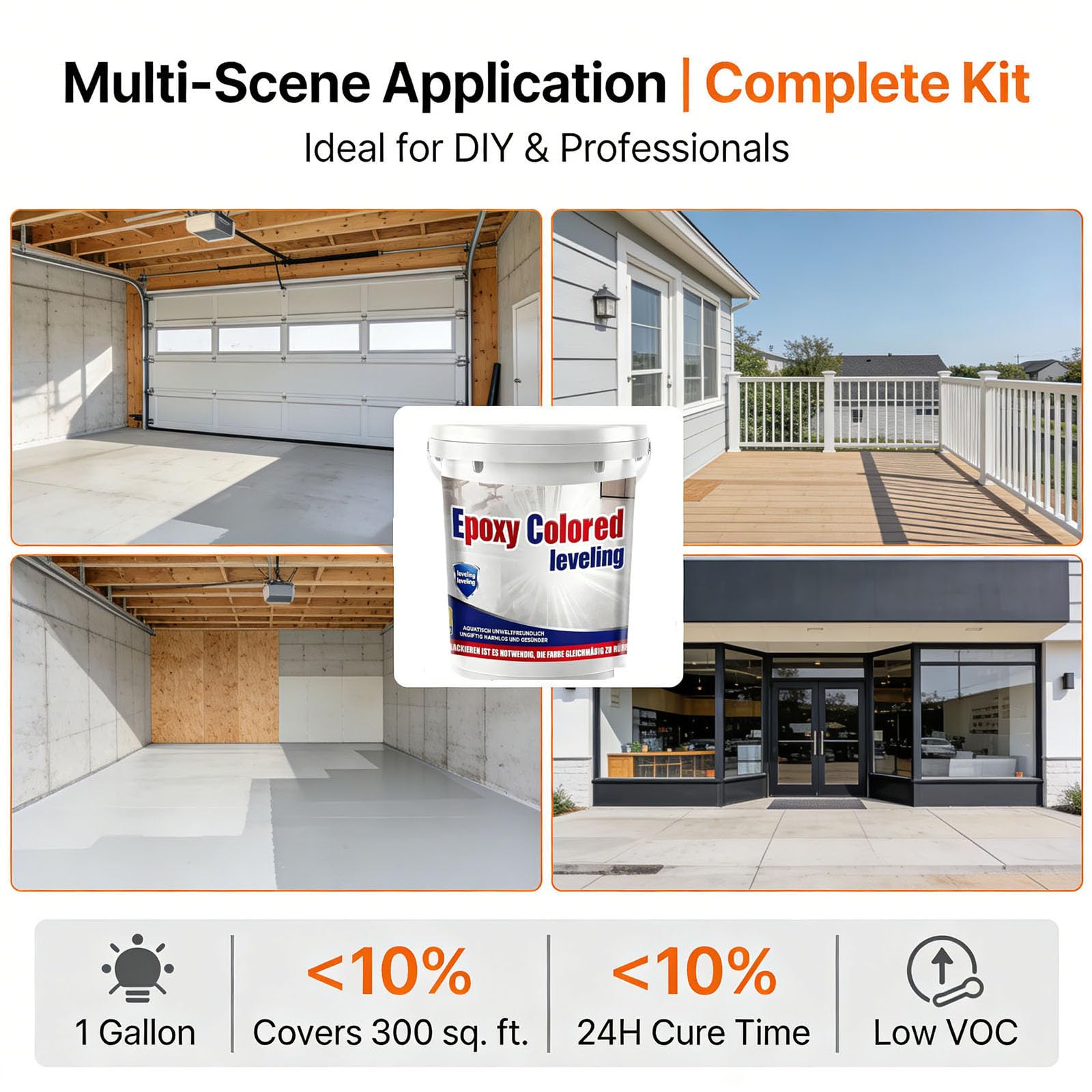 Epoxy Floor Paint,Epoxy Colored Sand Floor Paint 352Oz, High-gloss Marble Effect Coating, Garage Floors Painting, Covers Approximately 60 to 68 Sq Ft (white marble grey, 2kg) — view 5