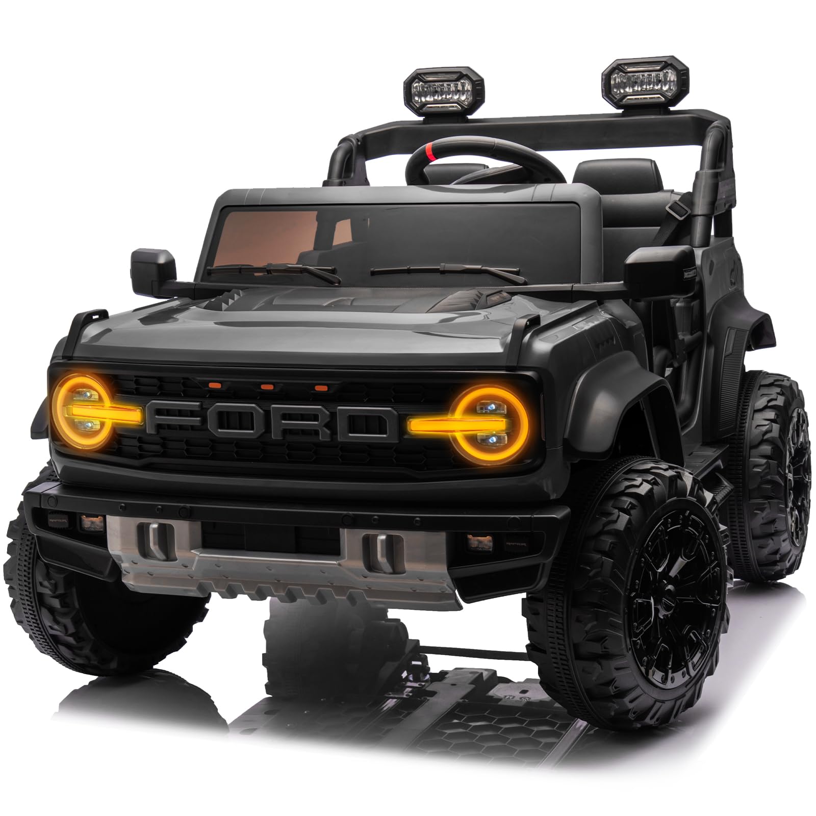 24V Ride on Toy for Big Kids,Ford Bronco Raptor 2 Seater Elecrtic Car for Kids with Remote,Battery Powered Car 4 Wheels with Spring Suspension,LED