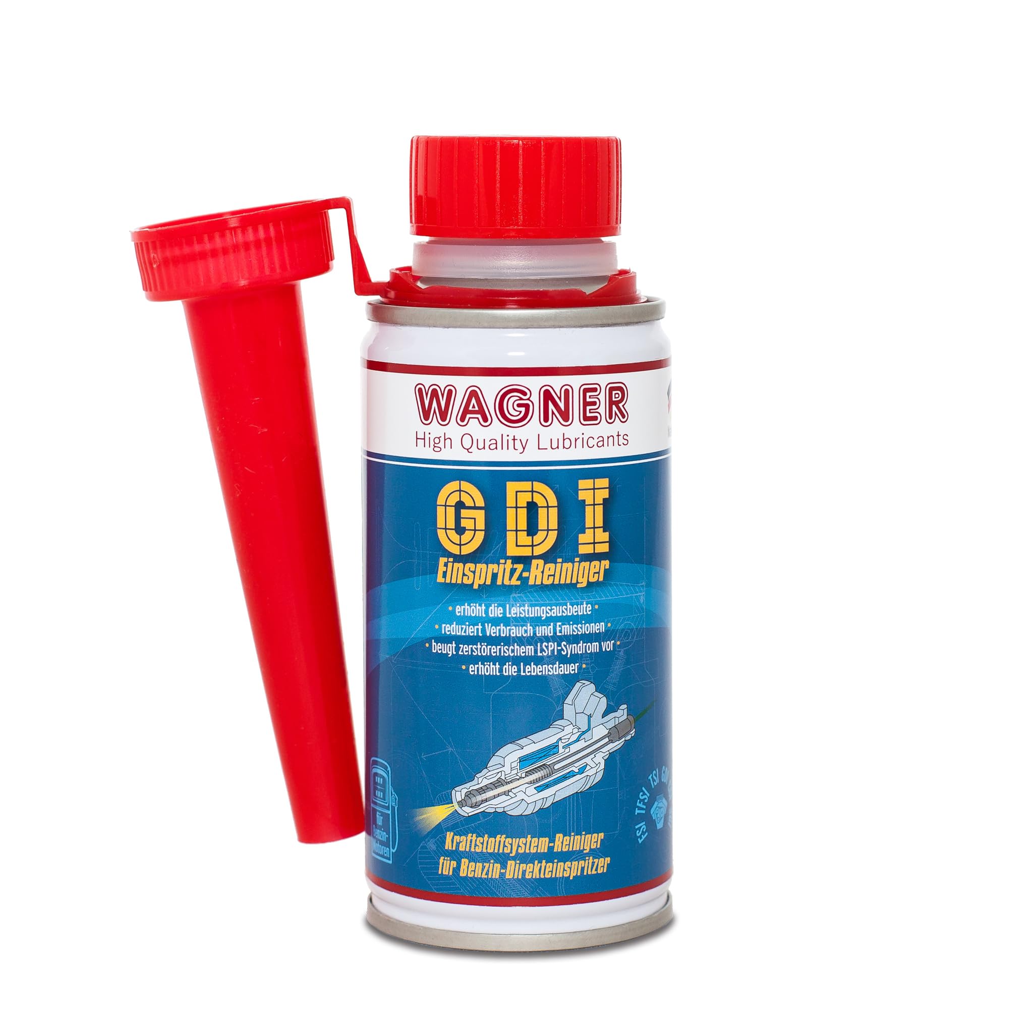 WAGNER GDI Einspritz-Reiniger, Benzin Additiv für Direkteinspritzsysteme (TSI, TFSI, GDI, FSI, CGI) | Verhindert LSPI, Reinigt Einspritzdüsen & Entfernt Ablagerungen | Injektor Reiniger Benzin 100ml