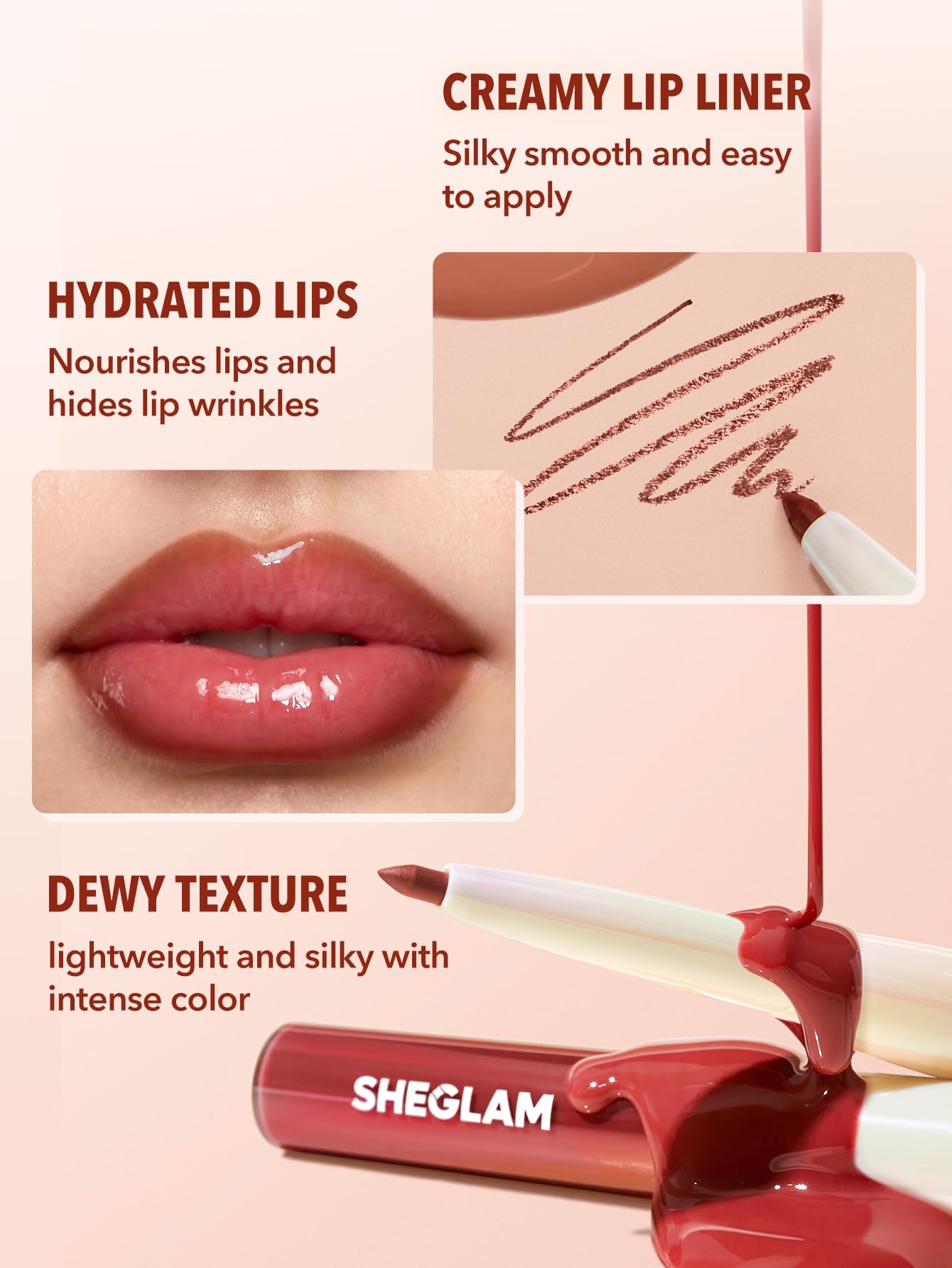 SHEGLAM 2-In-1 Lip Rules Liner & Gloss Pen Long Lasting Plumping Perfect Lip Combo Makeup Set-Judgey Much - Image 4