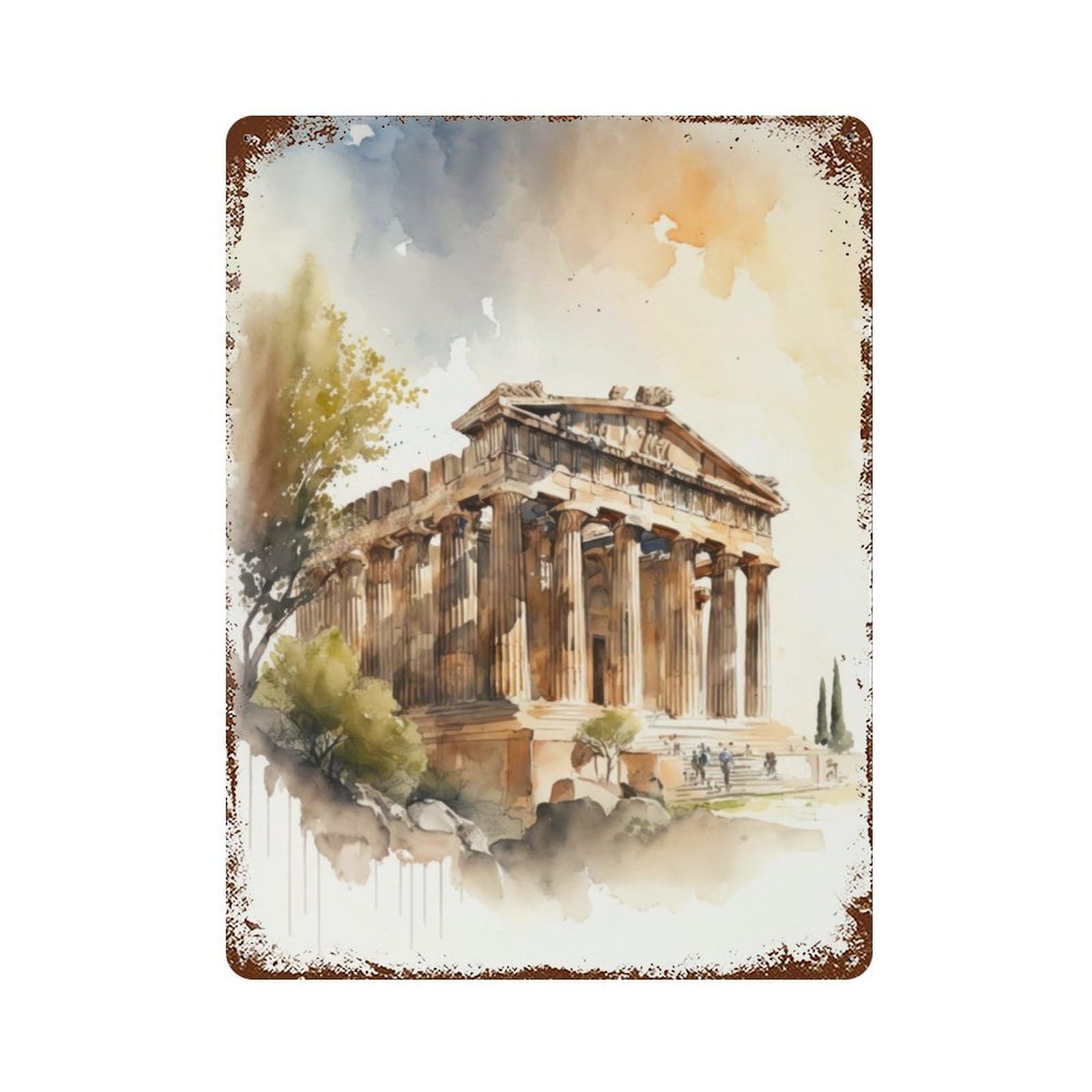 Acropolis And Parthenon Retro Metal Sign 15.7"x11.8", for Pub, Kitchen And Man Cave Decor, Retro Wall Decor