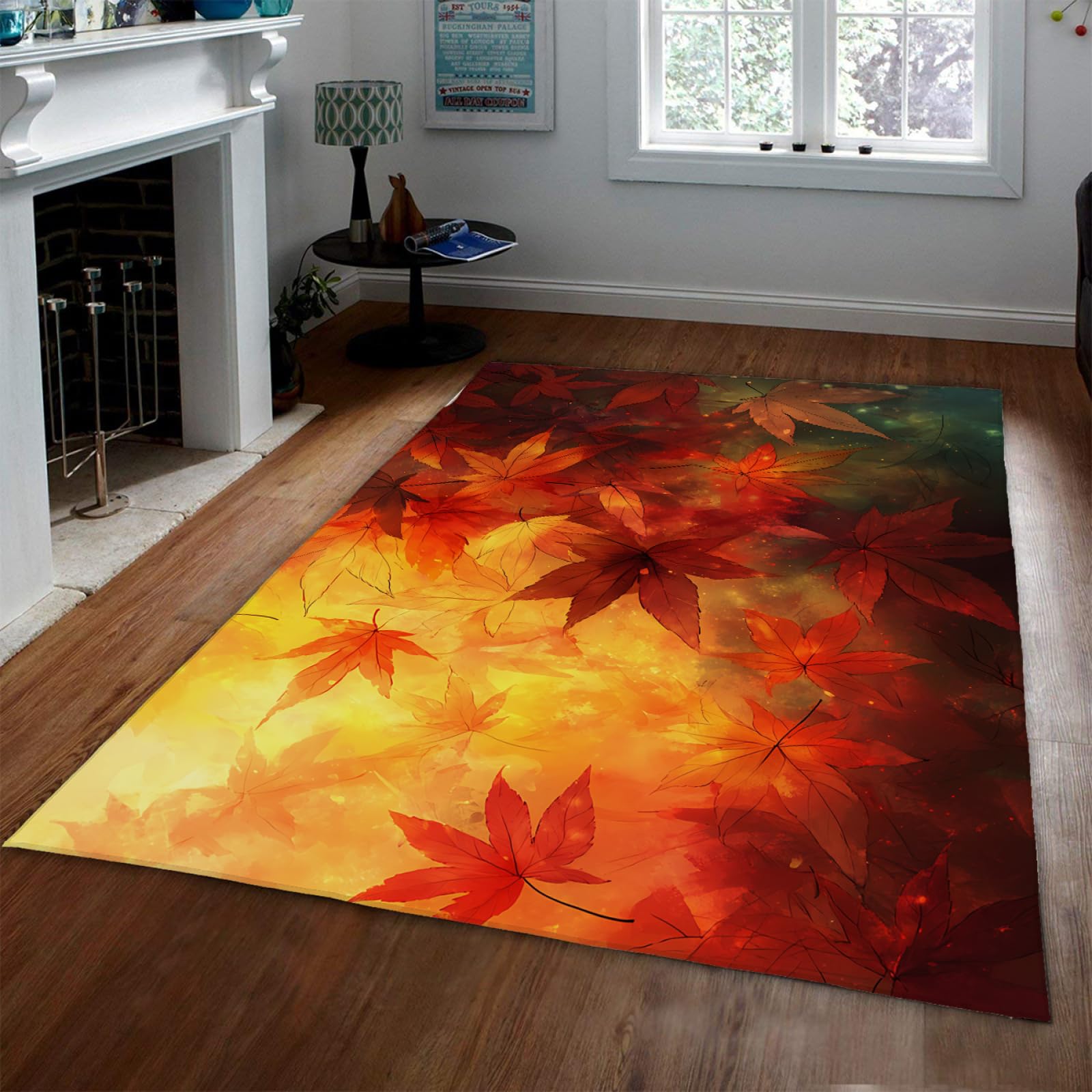 Tapis de salon dégradé chaud et tapis doux d'automne 80 x 150cm