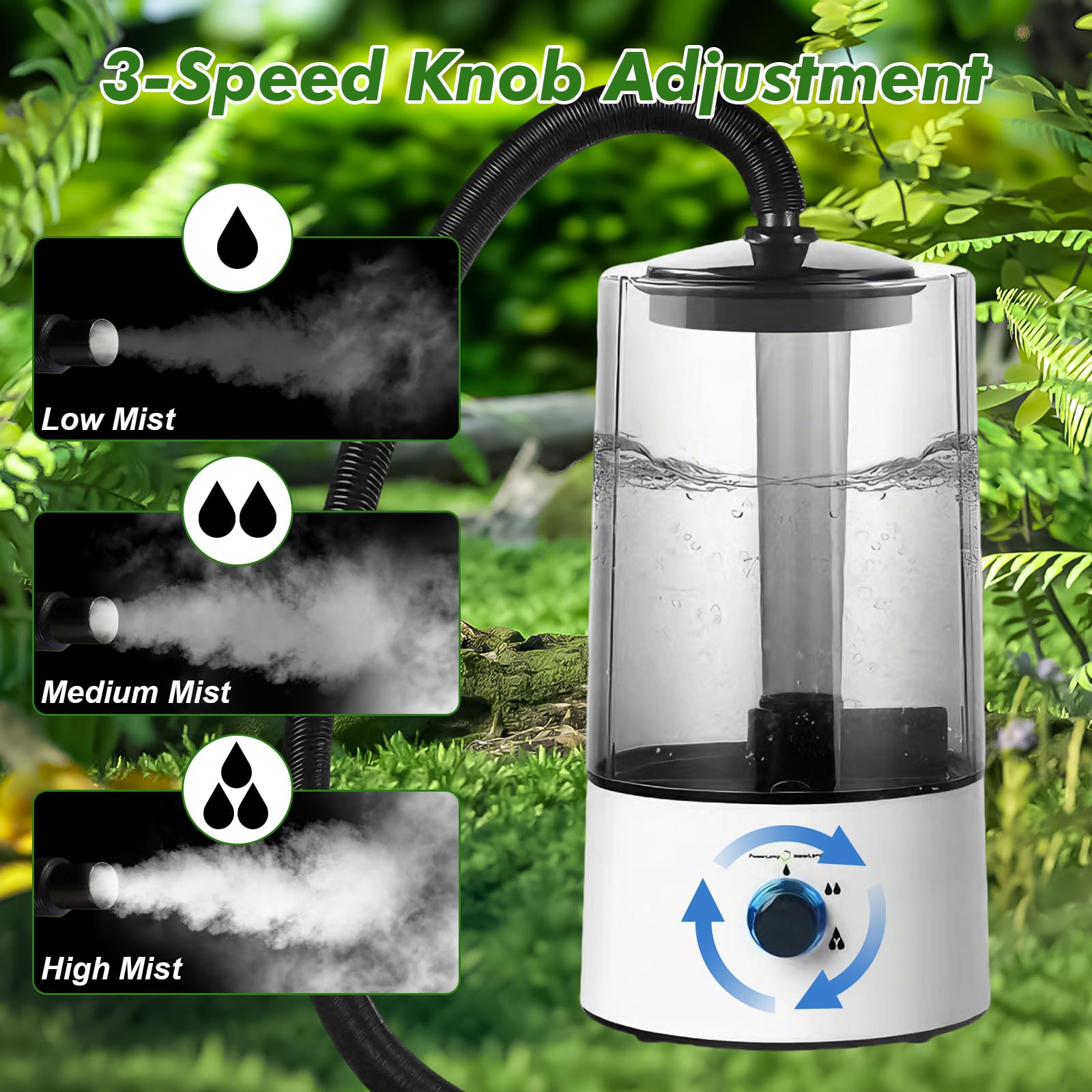 Umidificatore rettile terrario, accessorio per terrario con tubo di spruzzo regolabile, nebulizzatore ultraleggero con protezione contro il funzionamento a secco per rettili, anfibi e piante tropicali