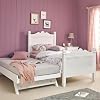 Mokee Princess Single Bed for Girls - Solid Wood Kids Bed - 190 x 90 cm (Bed with Pop-Up Trundle)