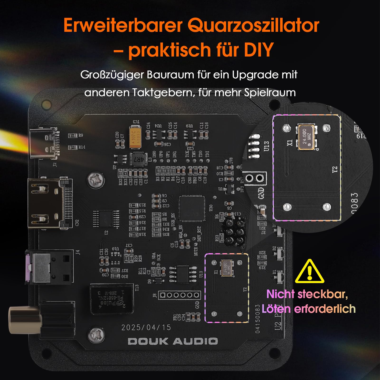 DoukAudio U2PRO USB Digital Schnittstelle:​​ XMOS XU316 DDC Reclocker Audio Konverter, Tragbarer Digital-Analog-Schnittstelle, Optischer/Koaxialer/I2S Ausgang für DAC/PS5/Switch
