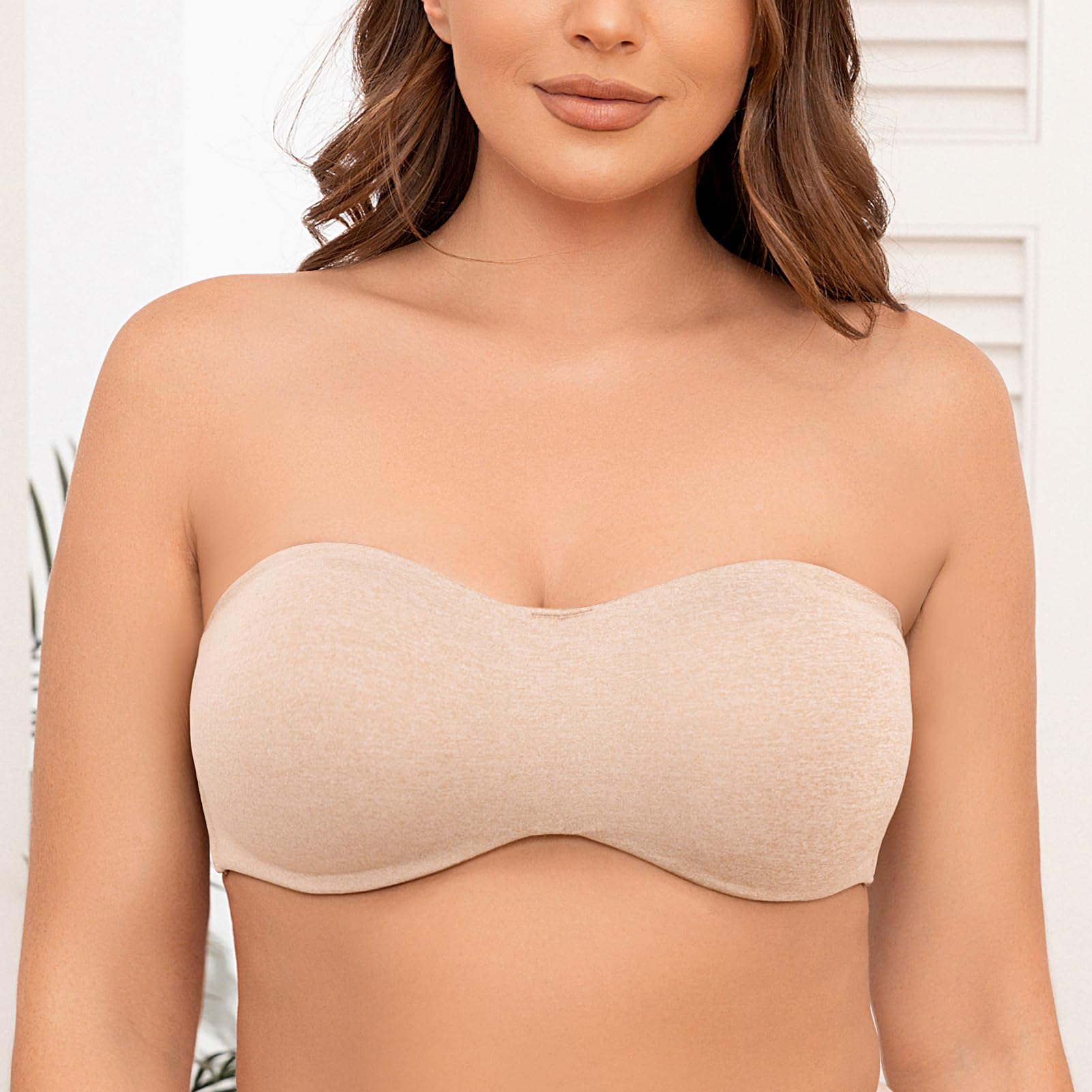 MELENECA Sujetador con Aros Reductor sin Tirantes Bandeau para Mujer