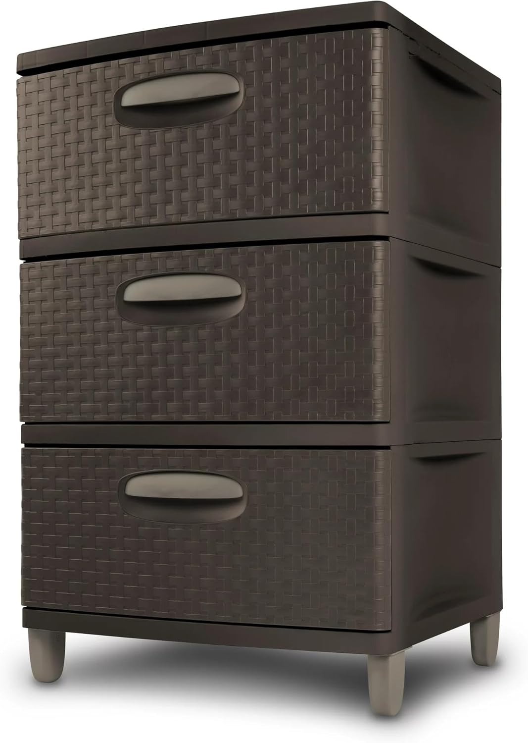 3Drawer Wide Weave Design Storage Tower, Espresso Frame