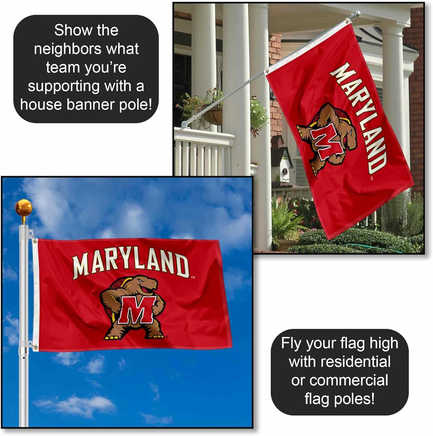 College Flags & Banners Co. Maryland Terrapins Wordmark Logo 3x5 Grommet Flag
