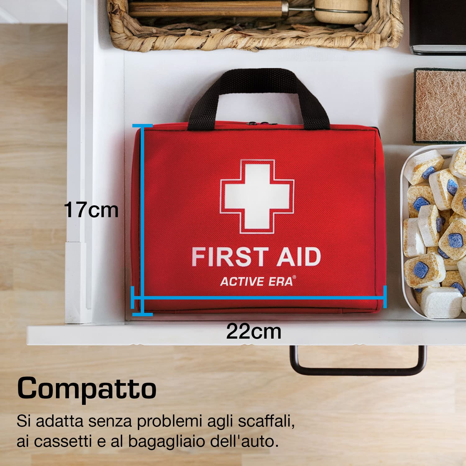 Active Era Kit di Primo Soccorso di 90 Pezzi con Ghiaccio Pronto Uso, Kit Lavaggio oculare e Coperta d'emergenza per Casa, Auto, Campeggio,Ufficio Viaggi e Sport