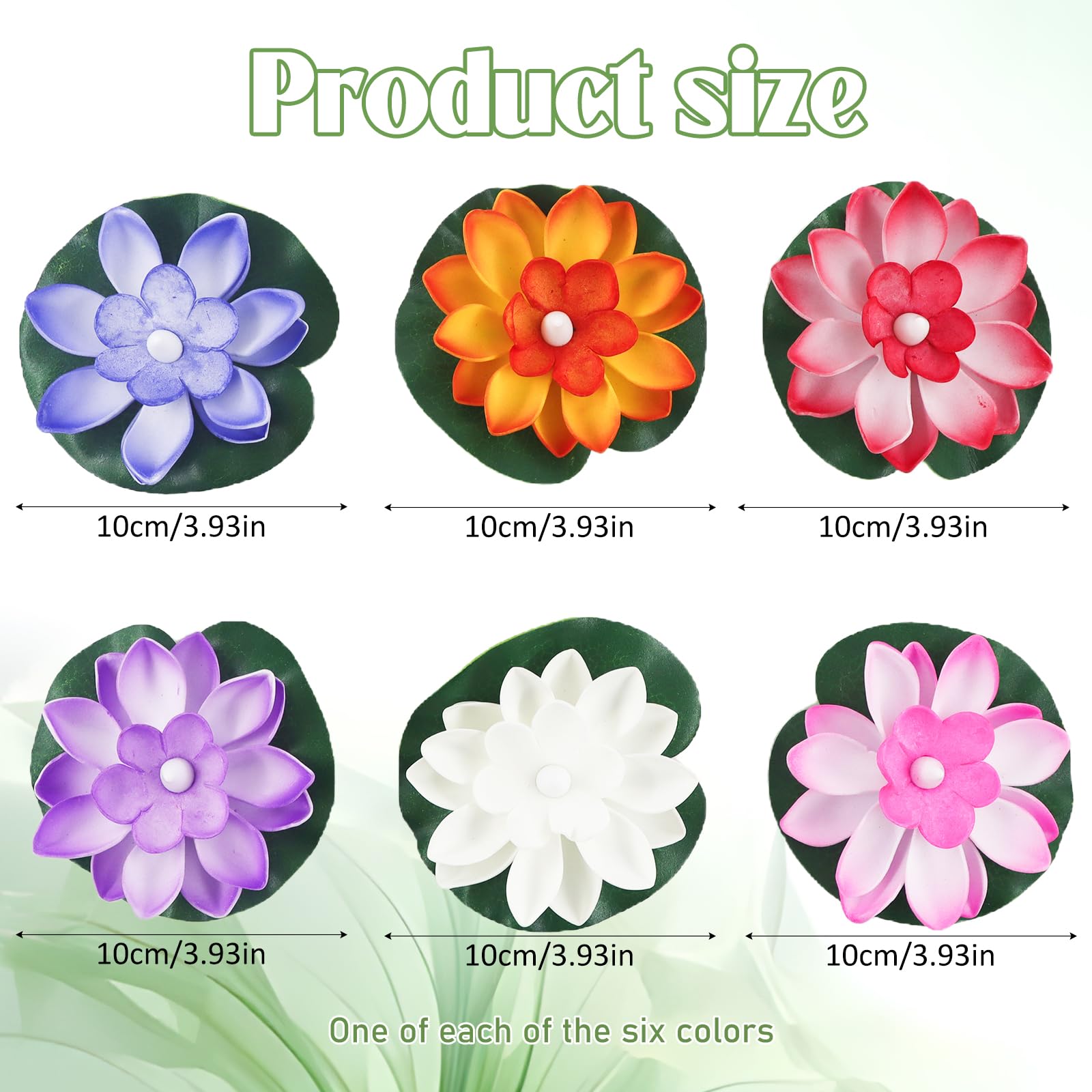 Confezione da 6 fiori galleggianti a LED, lanterna galleggiante con ninfee artificiali, fiori galleggianti, fiori di loto galleggianti, ninfee di fiori di loto, per laghetto da giardino, patio