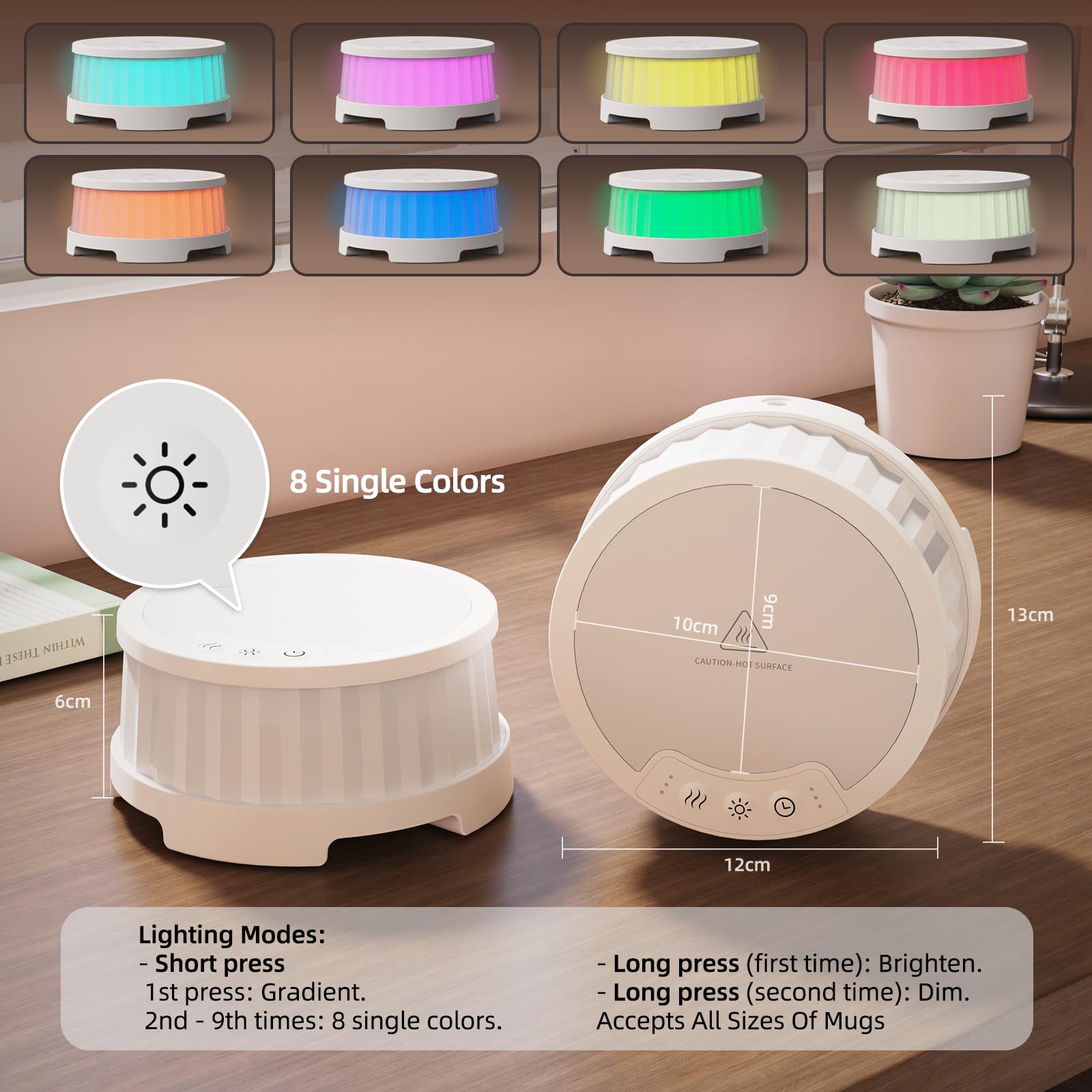 INXDOLHOM Scaldacera, Scalda Tazza con 7 Colori LED Cambiatore di Luce, Arrestatore Automatico, Scaldatore Candela Intelligente con 3 regolazioni di Temperatura,Lampada scalda Candela (Bianco)