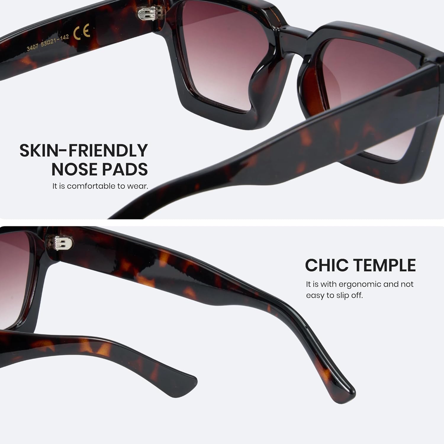 Cyxus Square Chunky Frame Sunglasses Womens Men Tangle Free Retro 90s Stylish Sun Glasses UV400 Protection 1252 - Image 4